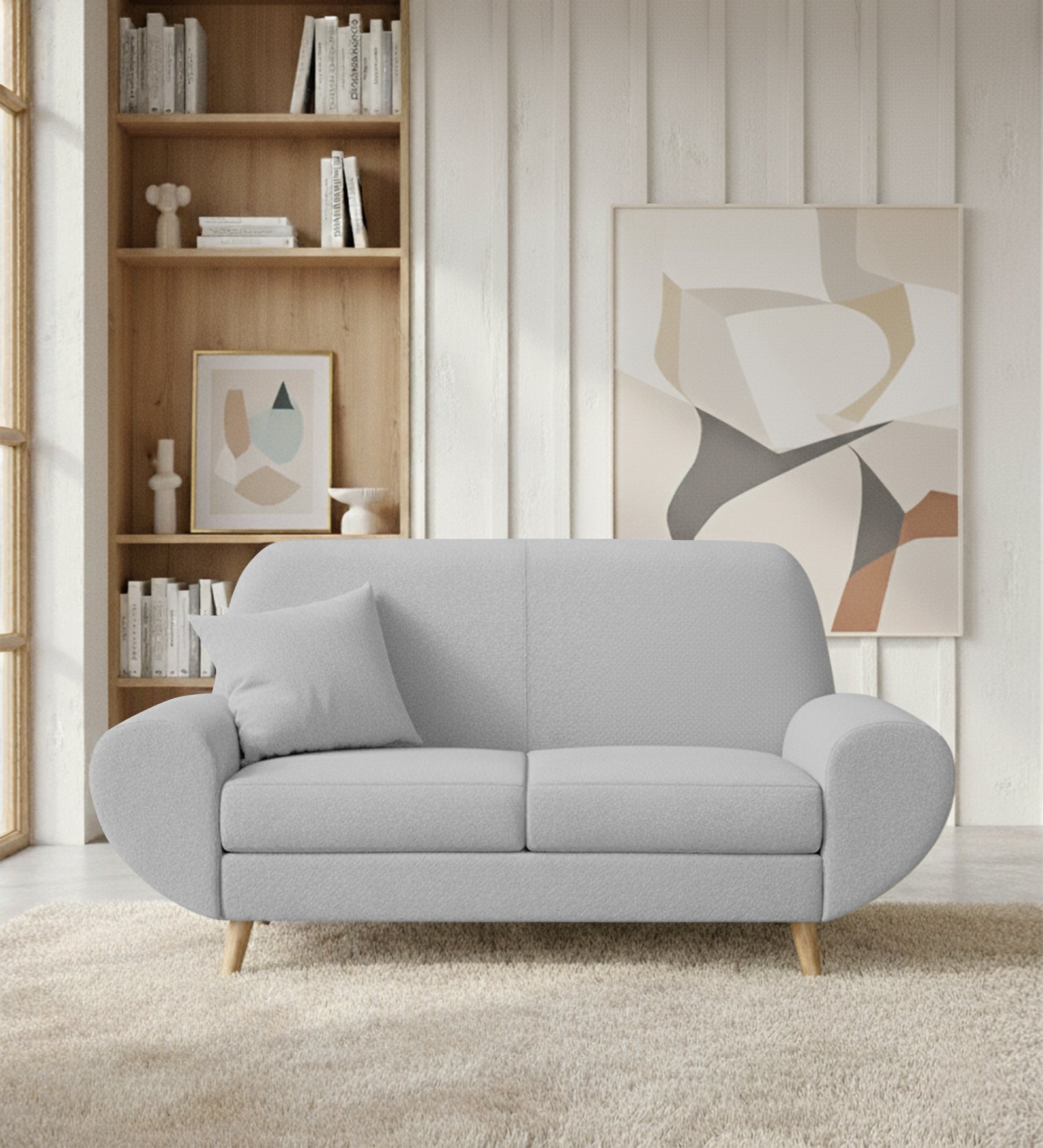 Jessy Fabric 2 Seater Sofa In Lit Grey Colour