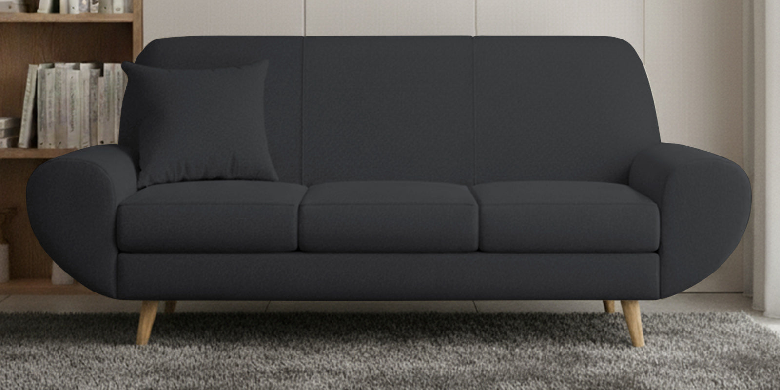 Jessy Fabric 3 Seater Sofa In Charcoal Grey Colour