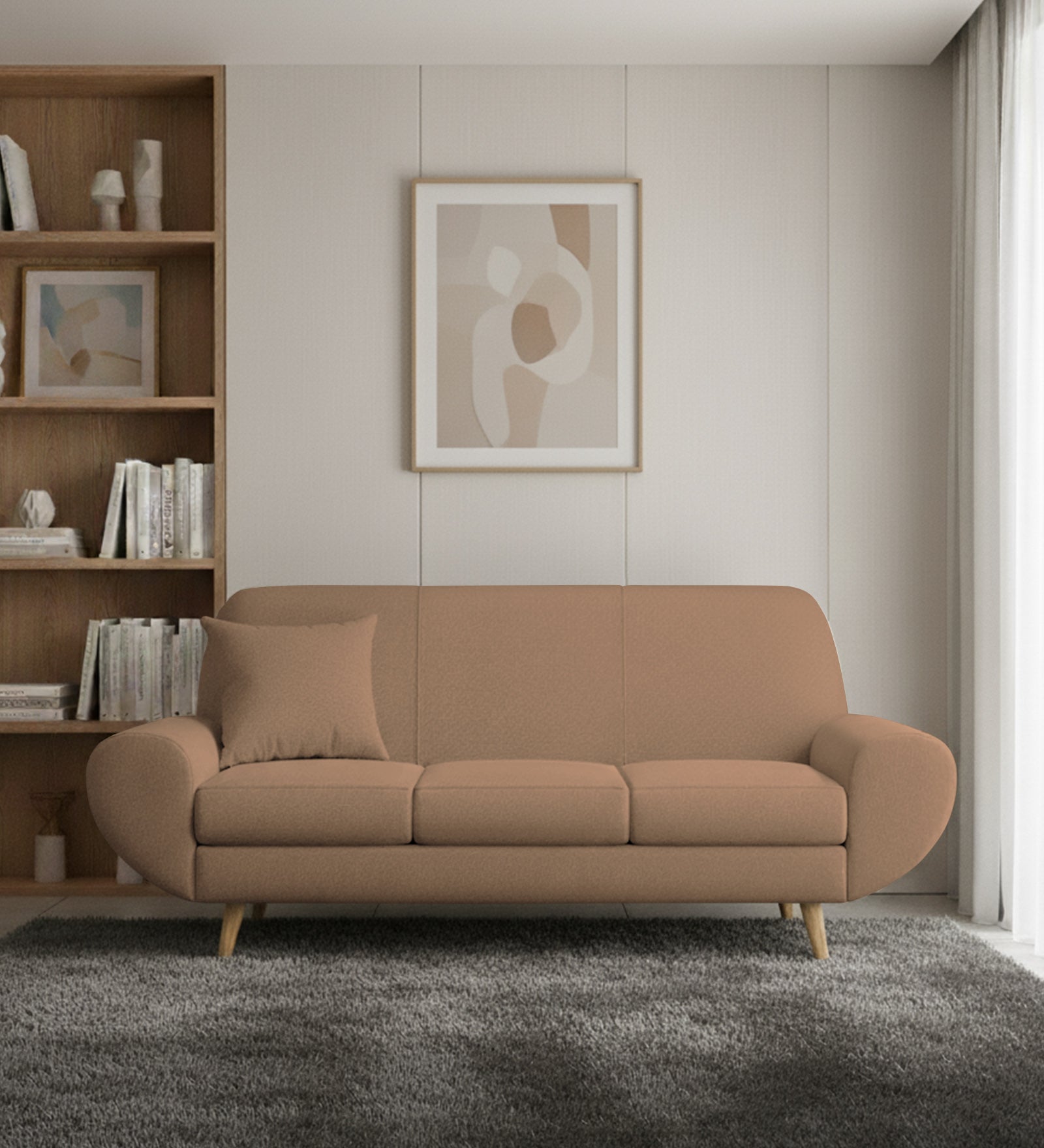 Jessy Fabric 3 Seater Sofa In Cosmic Beige Colour