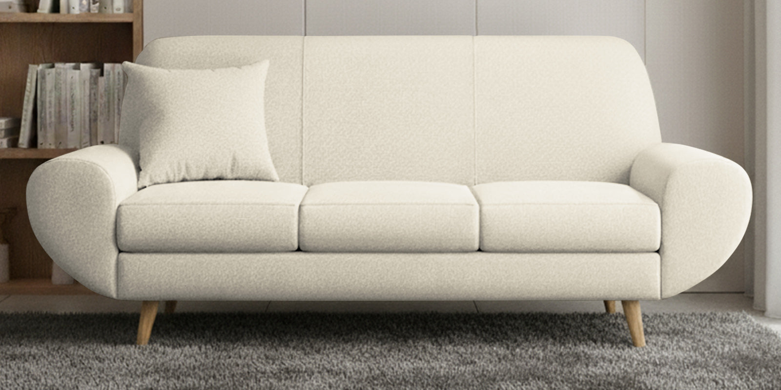 Jessy Fabric 3 Seater Sofa In Ivory Cream Colour