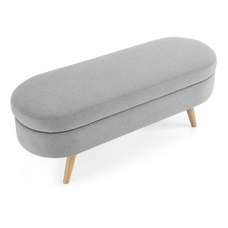 Azzay Velvet Bench In Grey Colour With Storage - Febonic Living