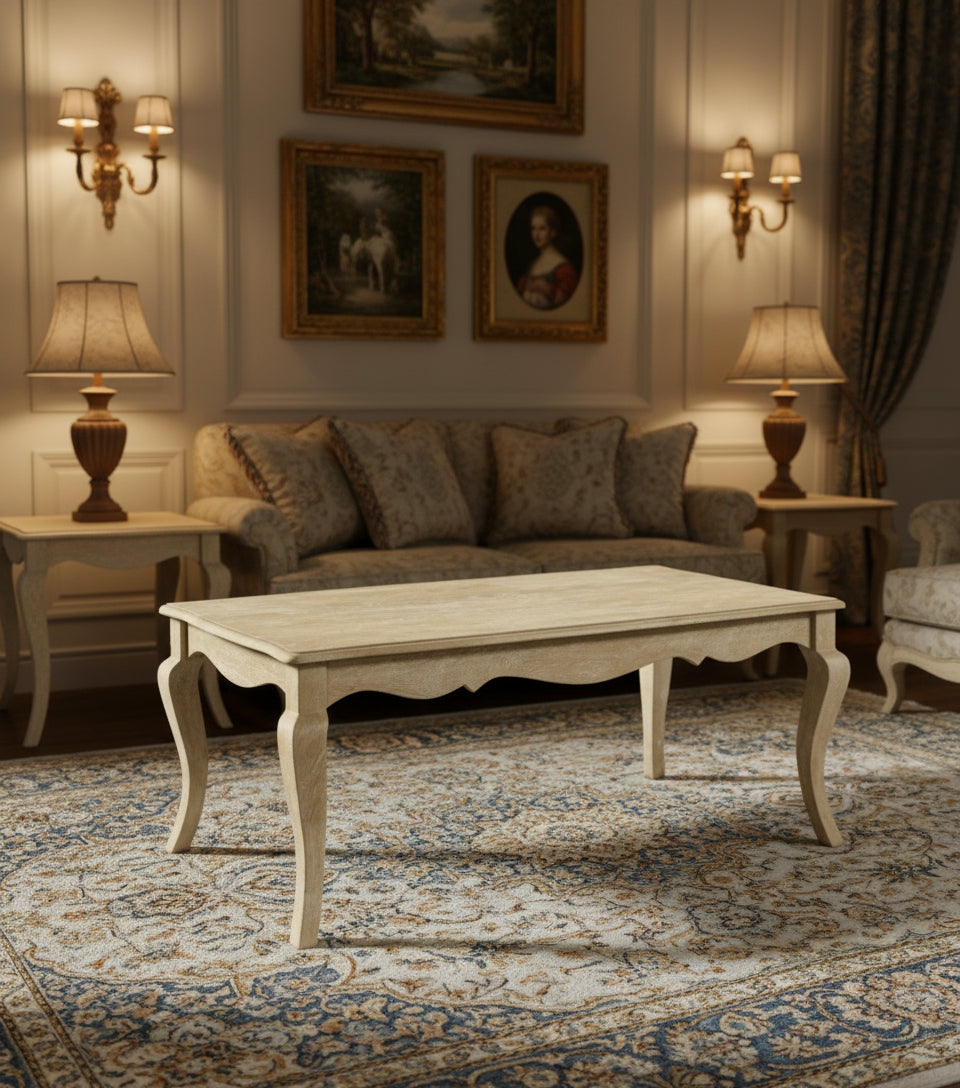 Jonita Rectangular Solid Wood Coffee Table In White Finish