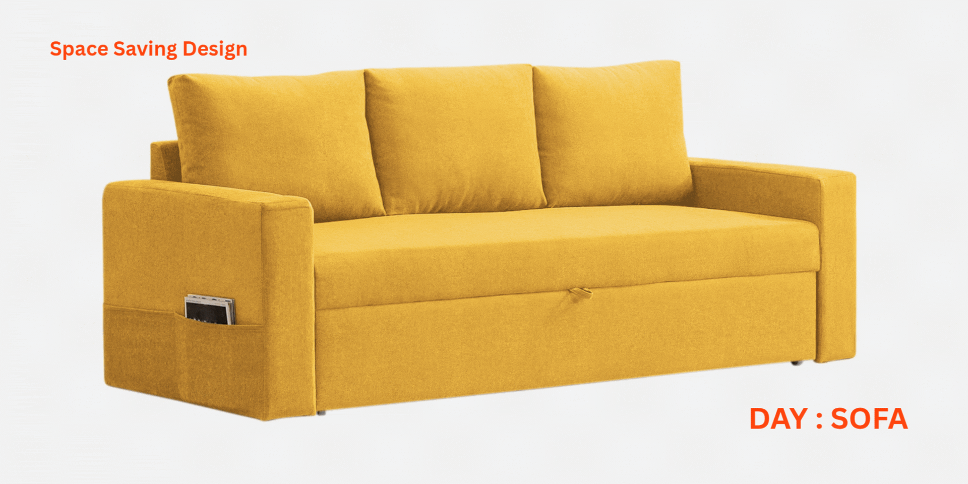 Kara Fabric 3 Seater Pull Out Sofa Cum Bed In Light Blue Colour - Febonic Living