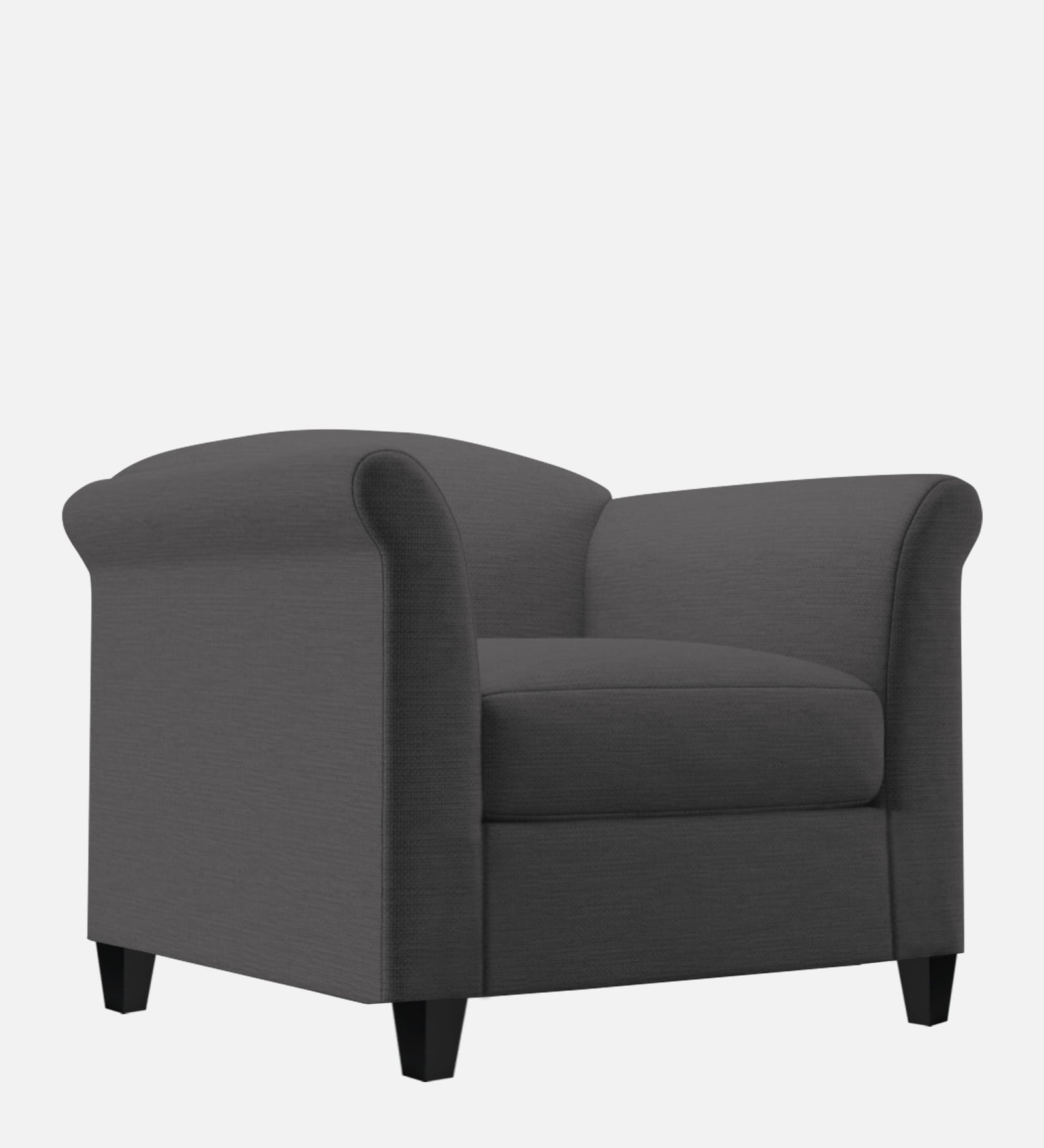 Kimber Fabric 1 Seater Sofa In Charcoal Grey Colour