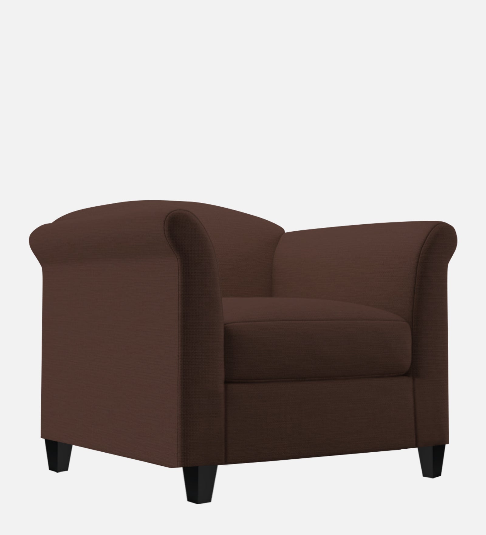 Kimber Fabric 1 Seater Sofa In Coffee Brown Colour