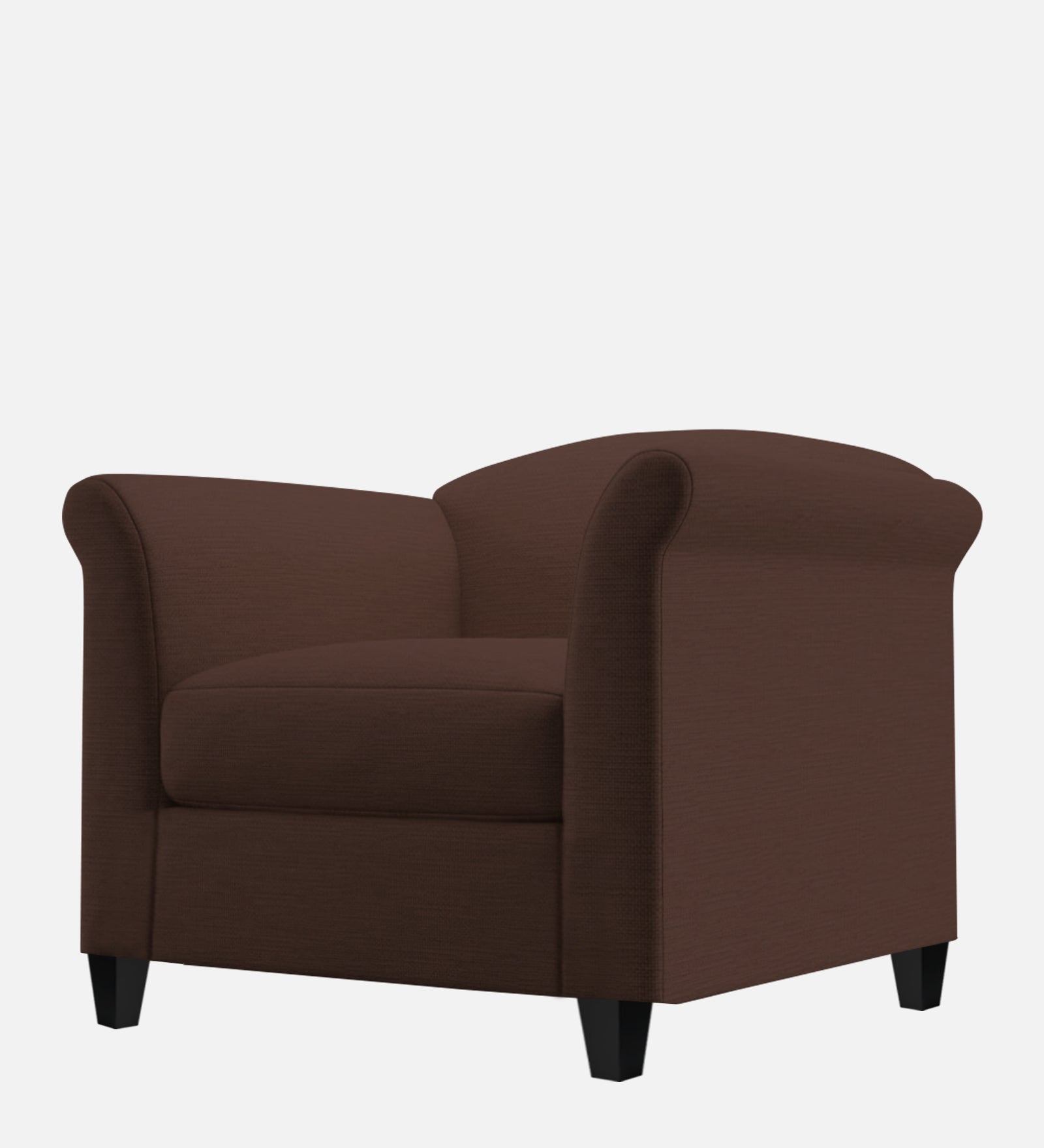 Kimber Fabric 1 Seater Sofa In Coffee Brown Colour