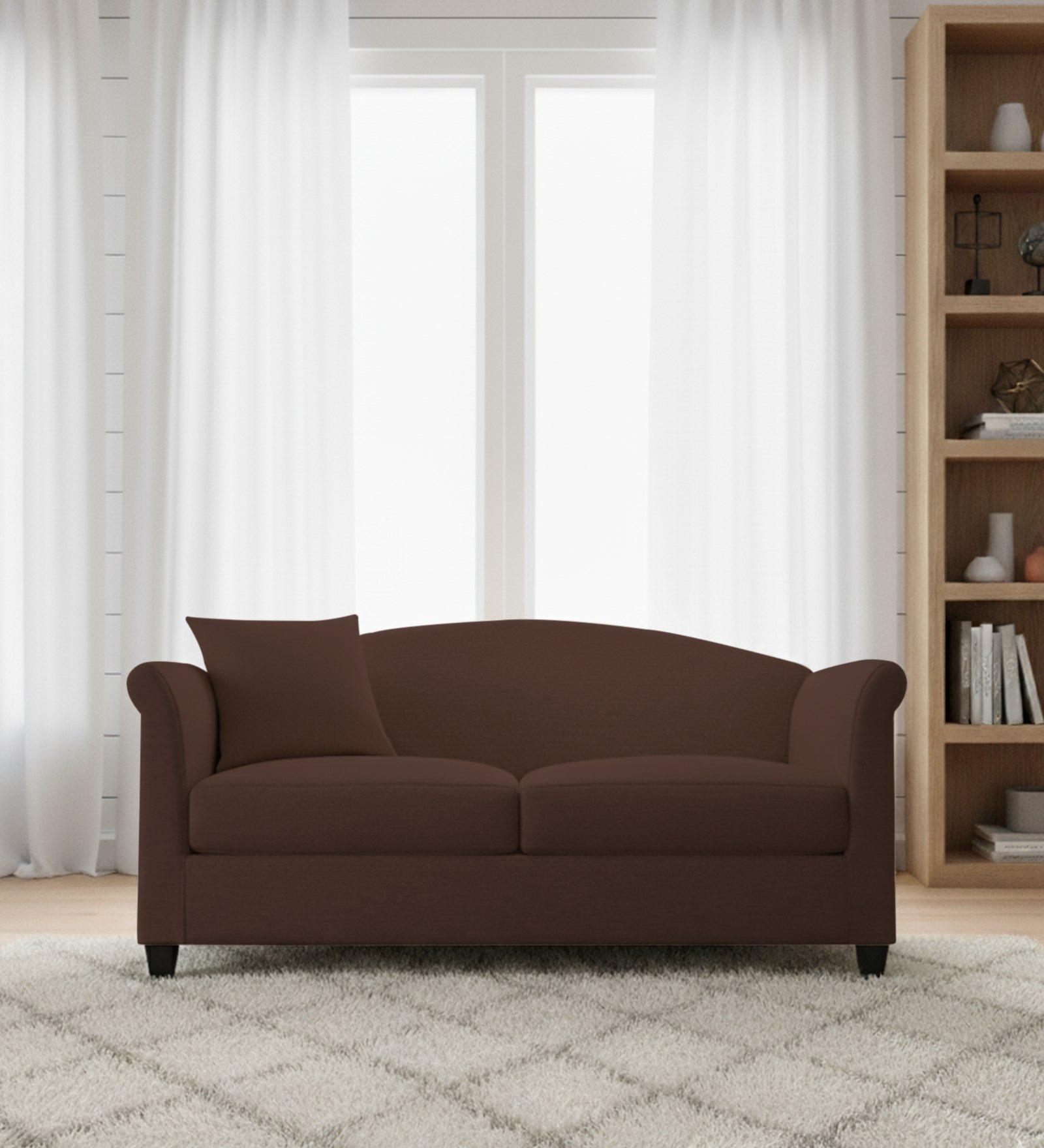 Kimber Fabric 2 Seater Sofa In Coffee Brown Colour