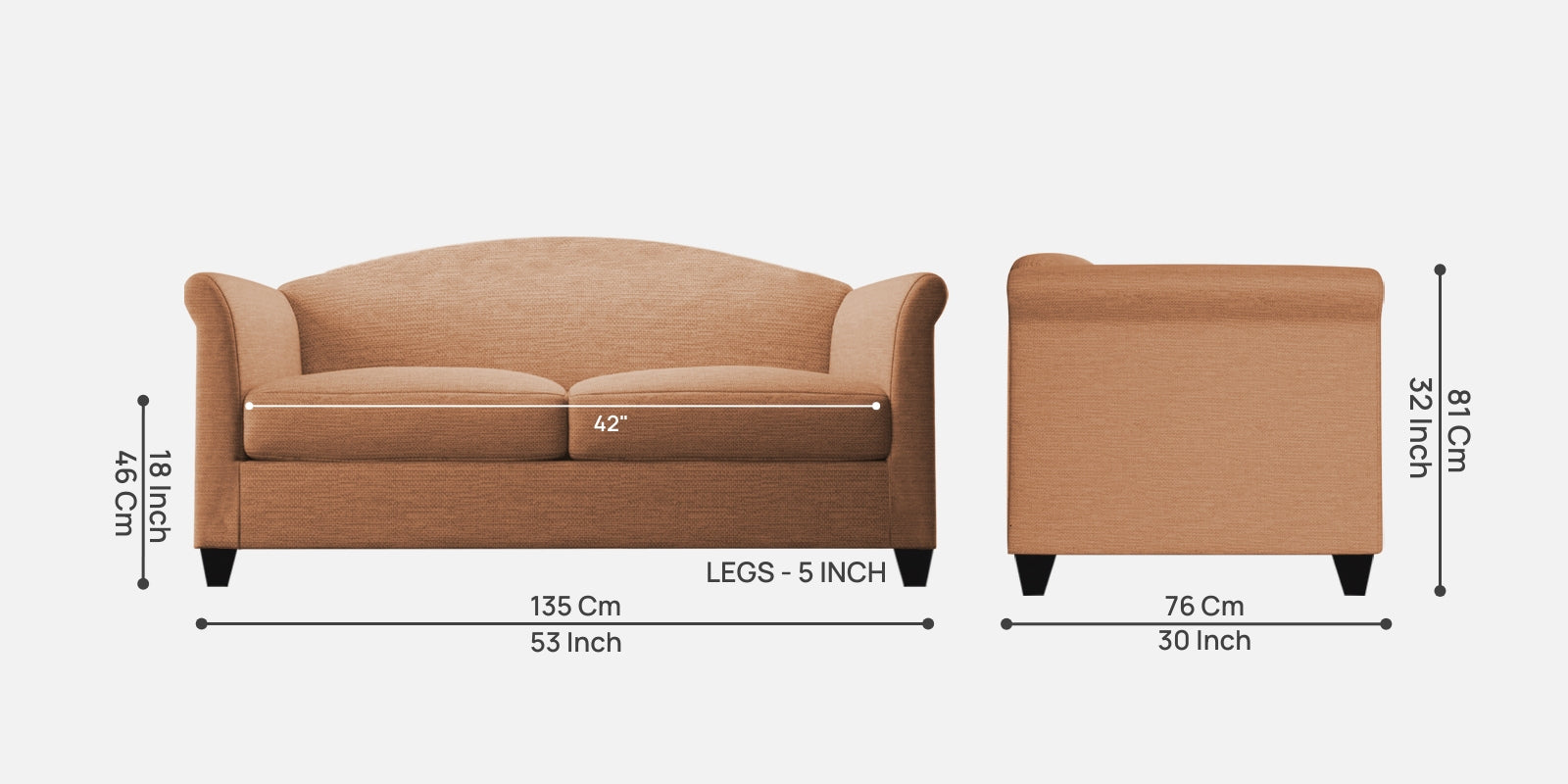 Kimber Fabric 2 Seater Sofa In Cosmic Beige Colour