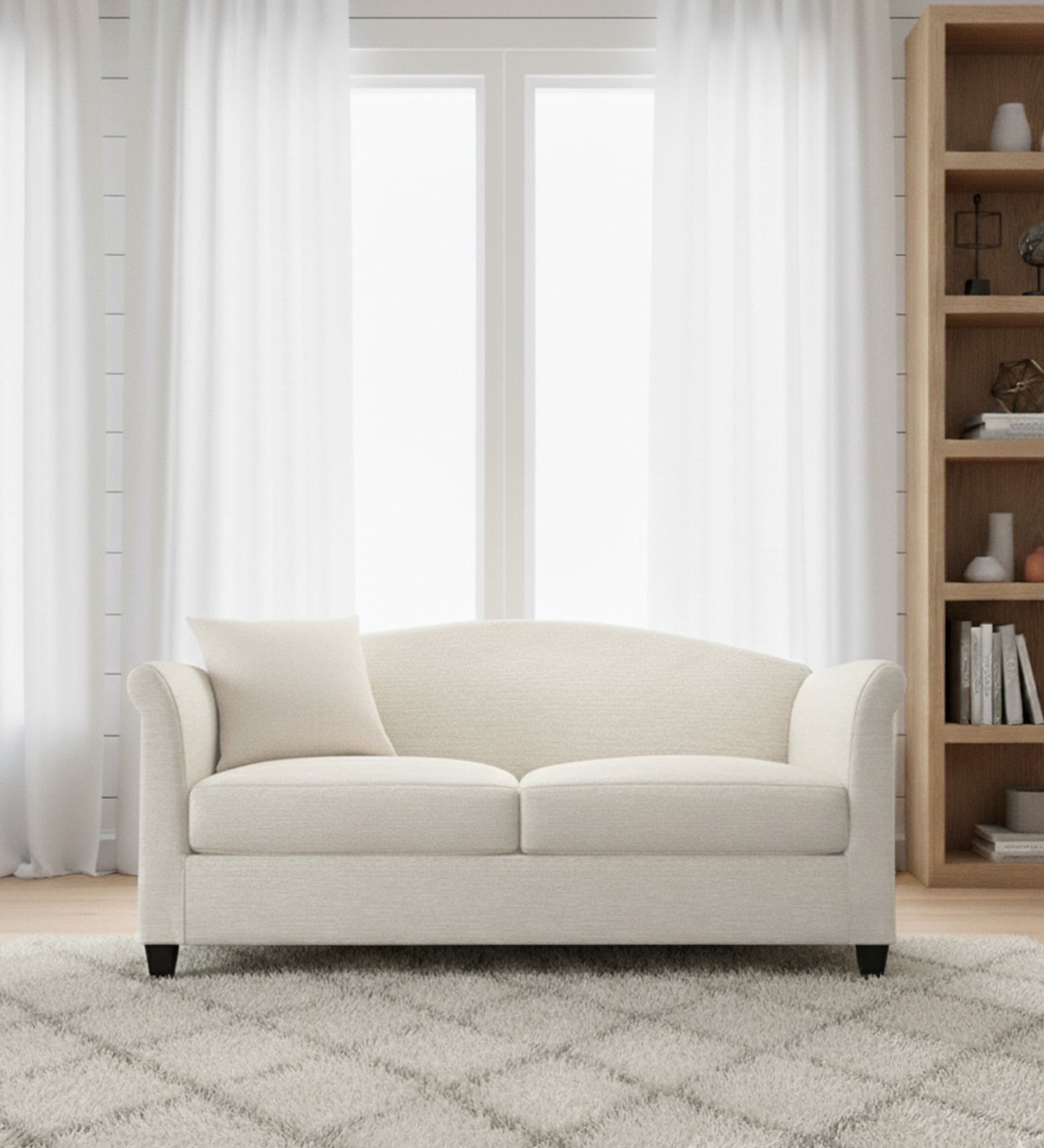 Kimber Fabric 2 Seater Sofa In Ivory Cream Colour