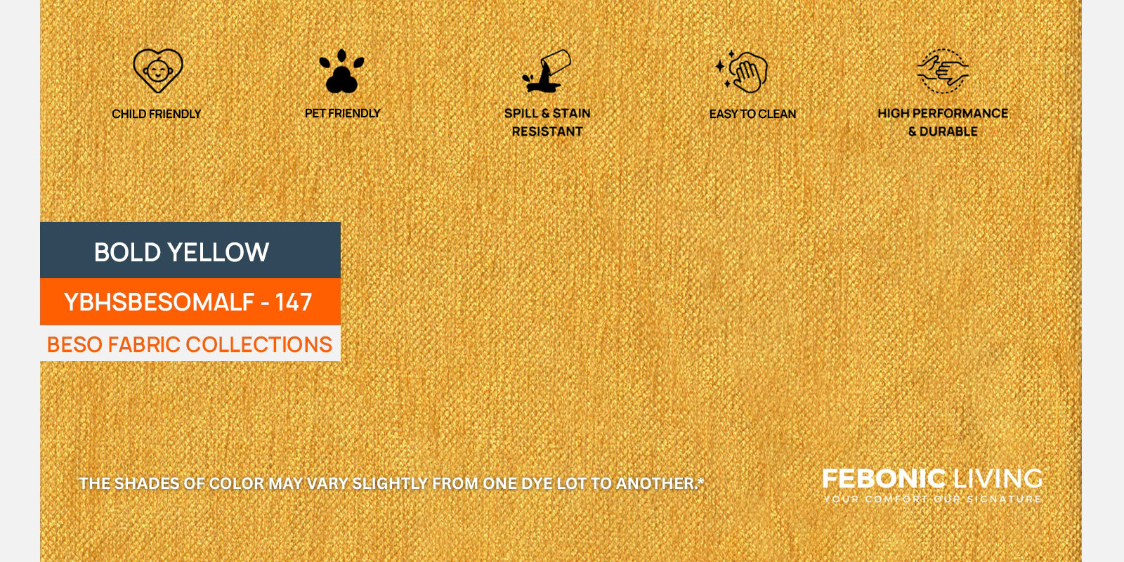 Kimber Fabric 3 Seater Sofa In Bold Yellow Colour