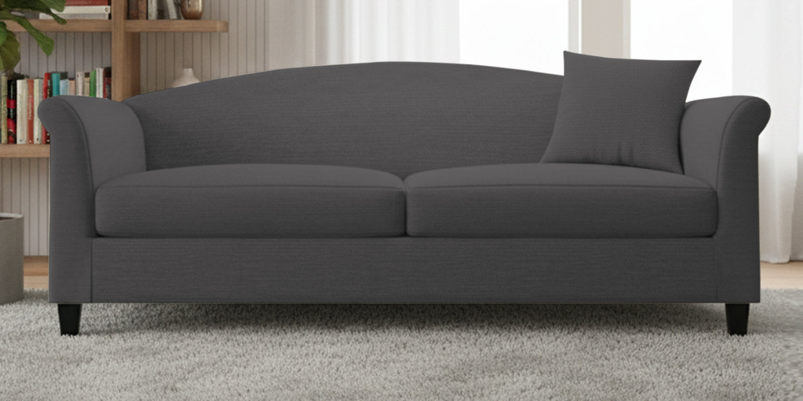 Kimber Fabric 3 Seater Sofa In Charcoal Grey Colour