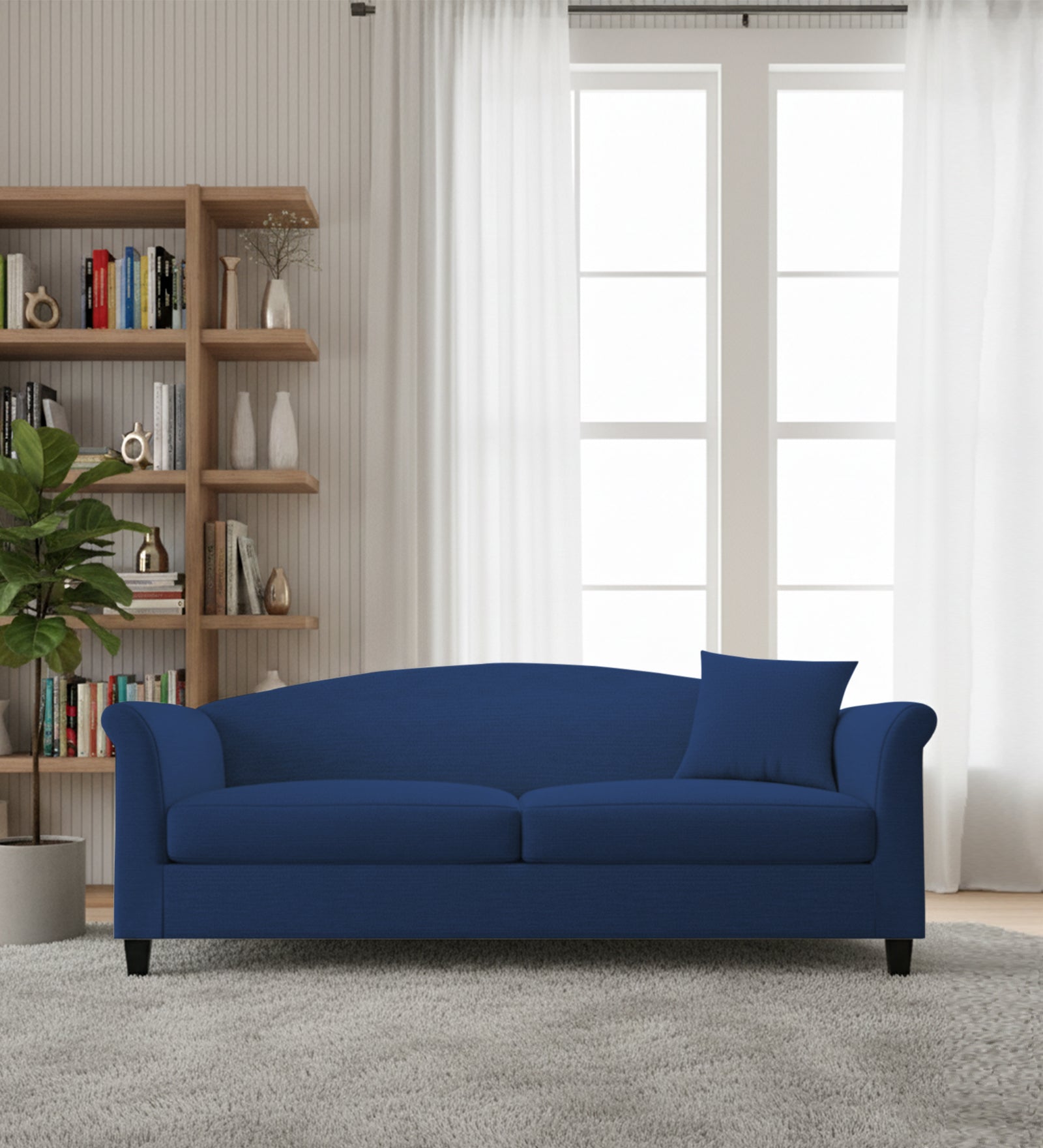 Kimber Fabric 3 Seater Sofa In Royal Blue Colour