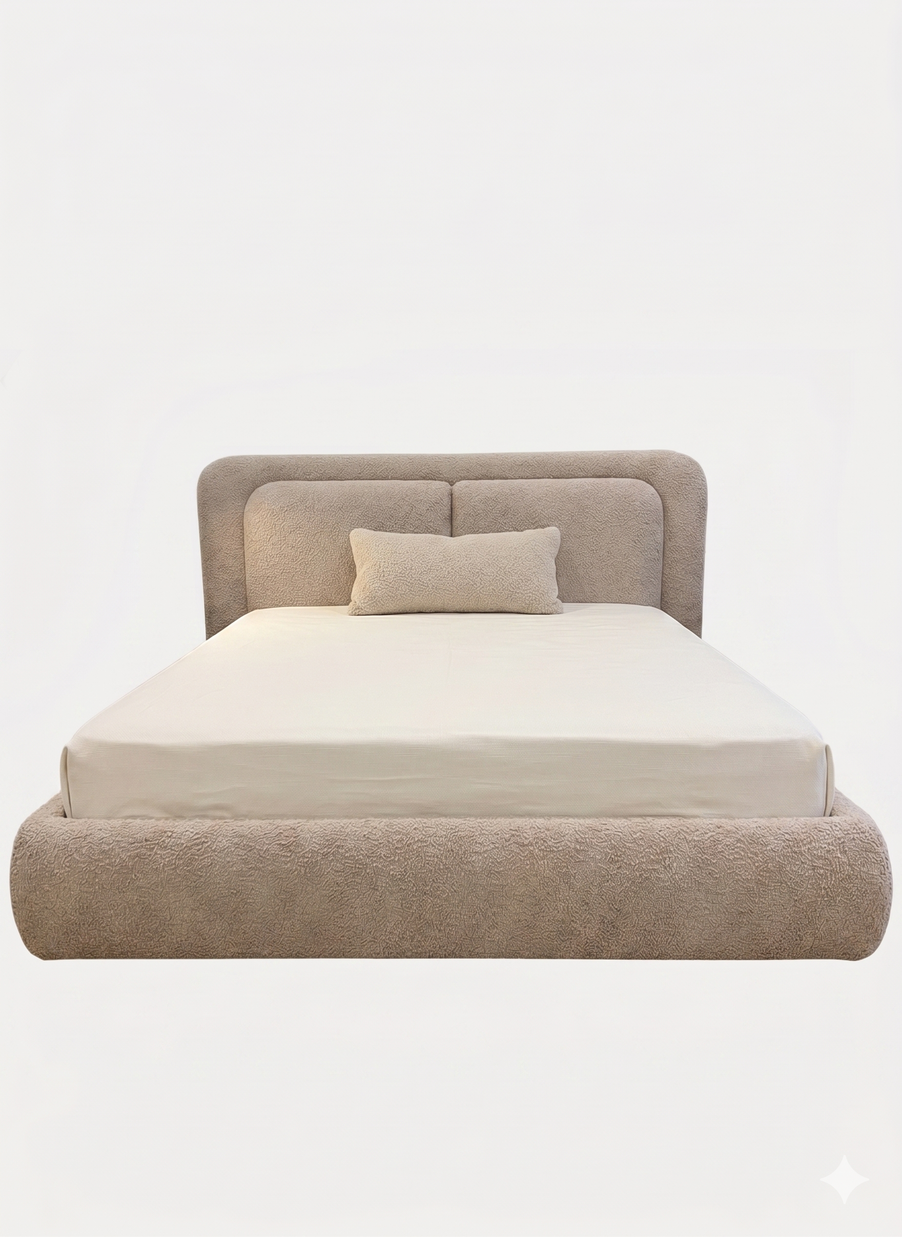 Kosa Boucle Upholstered King Size Bed - Mushroom Beige