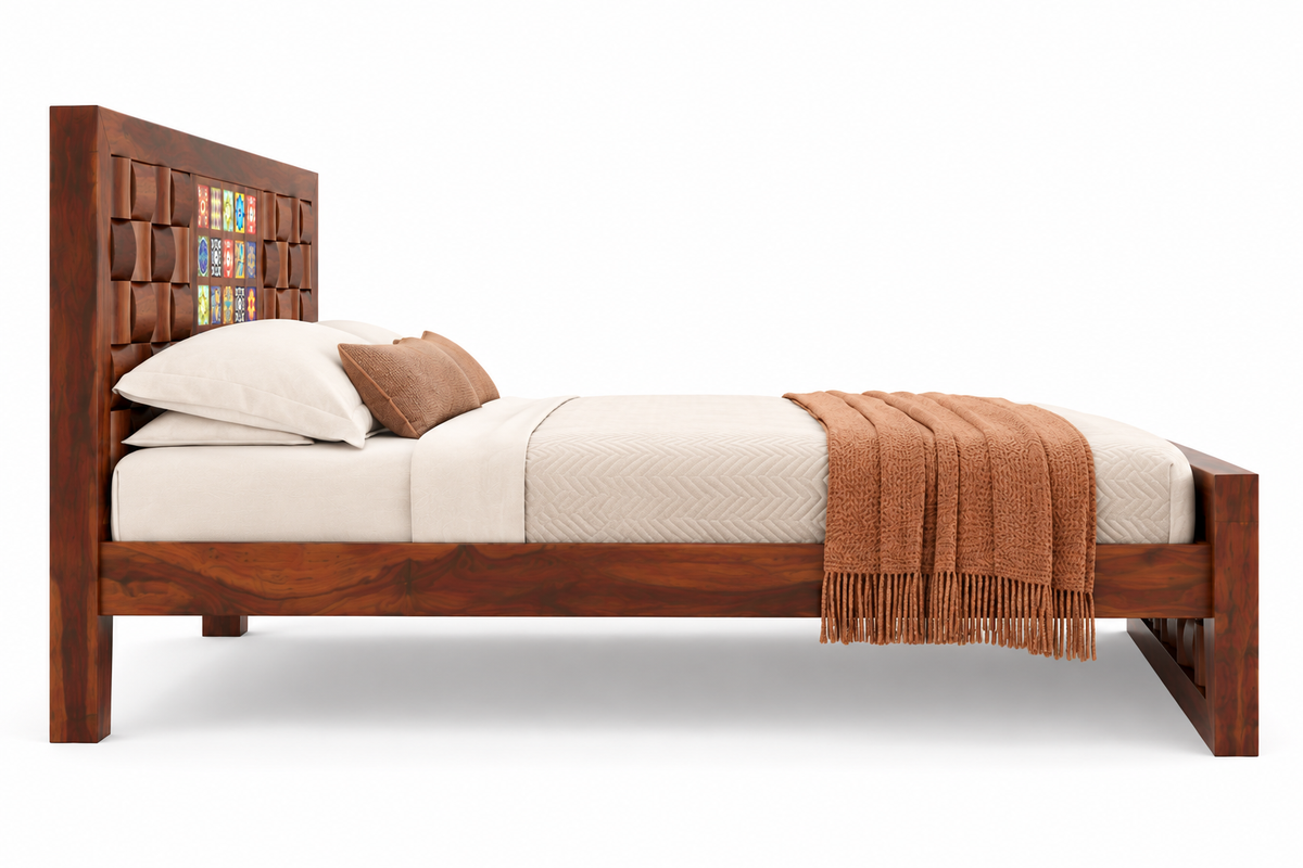 Kosla Sheesham Wood Bed Non Storage - Queen Size