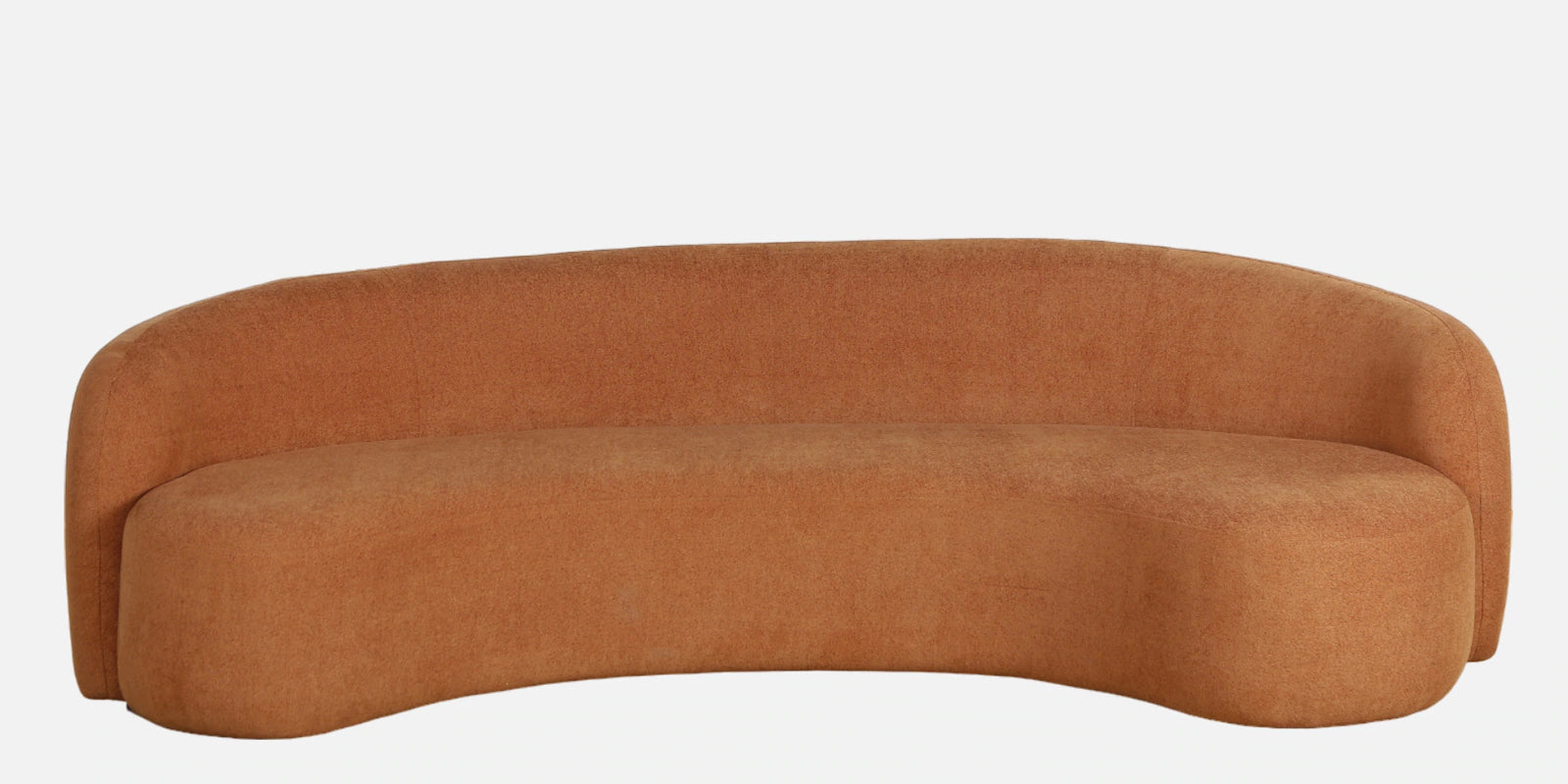 Kurva Boucle Fabric 3 Seater Curved Sofa In Light Orange Colour