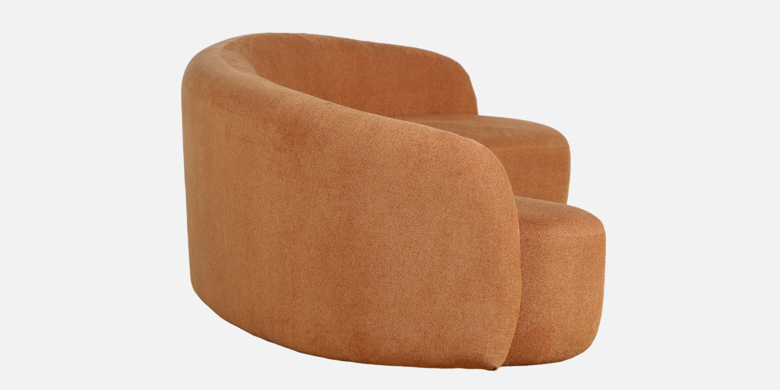 Kurva Boucle Fabric 3 Seater Curved Sofa In Light Orange Colour