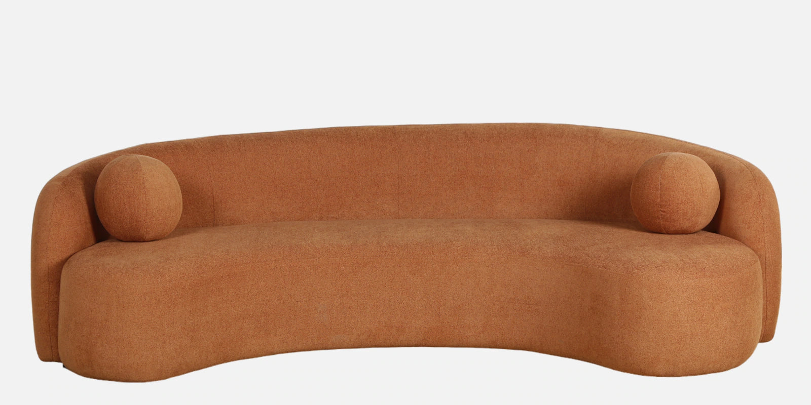 Kurva Boucle Fabric 3 Seater Curved Sofa In Light Orange Colour