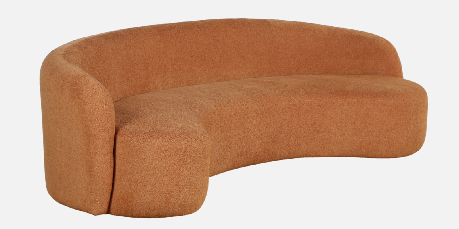 Kurva Boucle Fabric 3 Seater Curved Sofa In Light Orange Colour