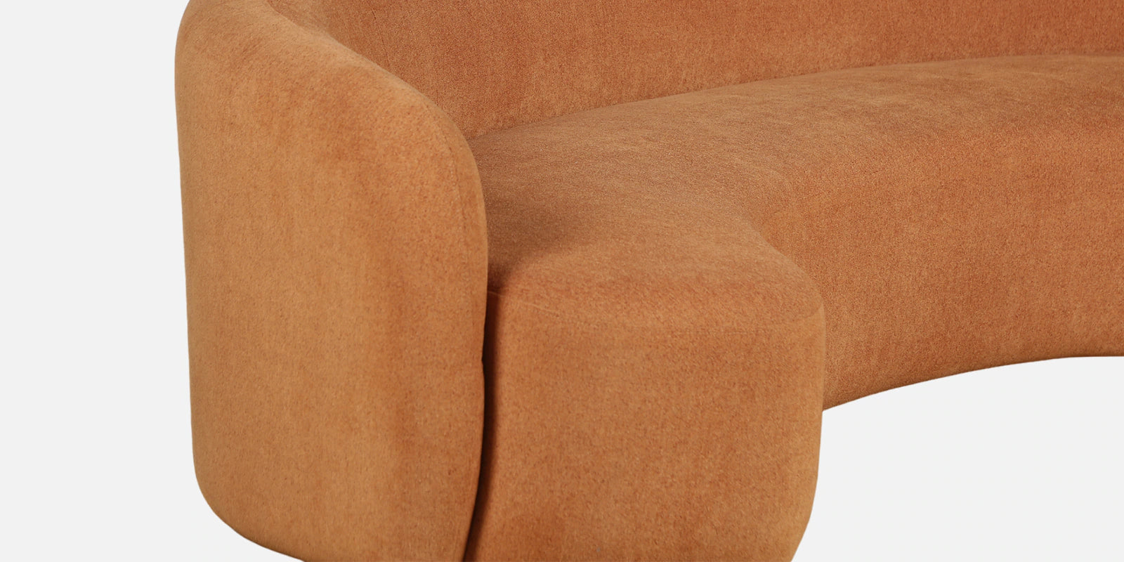 Kurva Boucle Fabric 3 Seater Curved Sofa In Light Orange Colour
