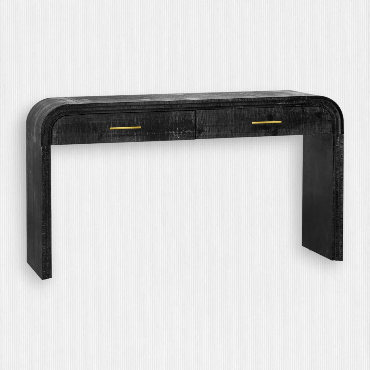 Kynlee Solid Wood Console Table In Antique Black Wood Finish - Febonic Living