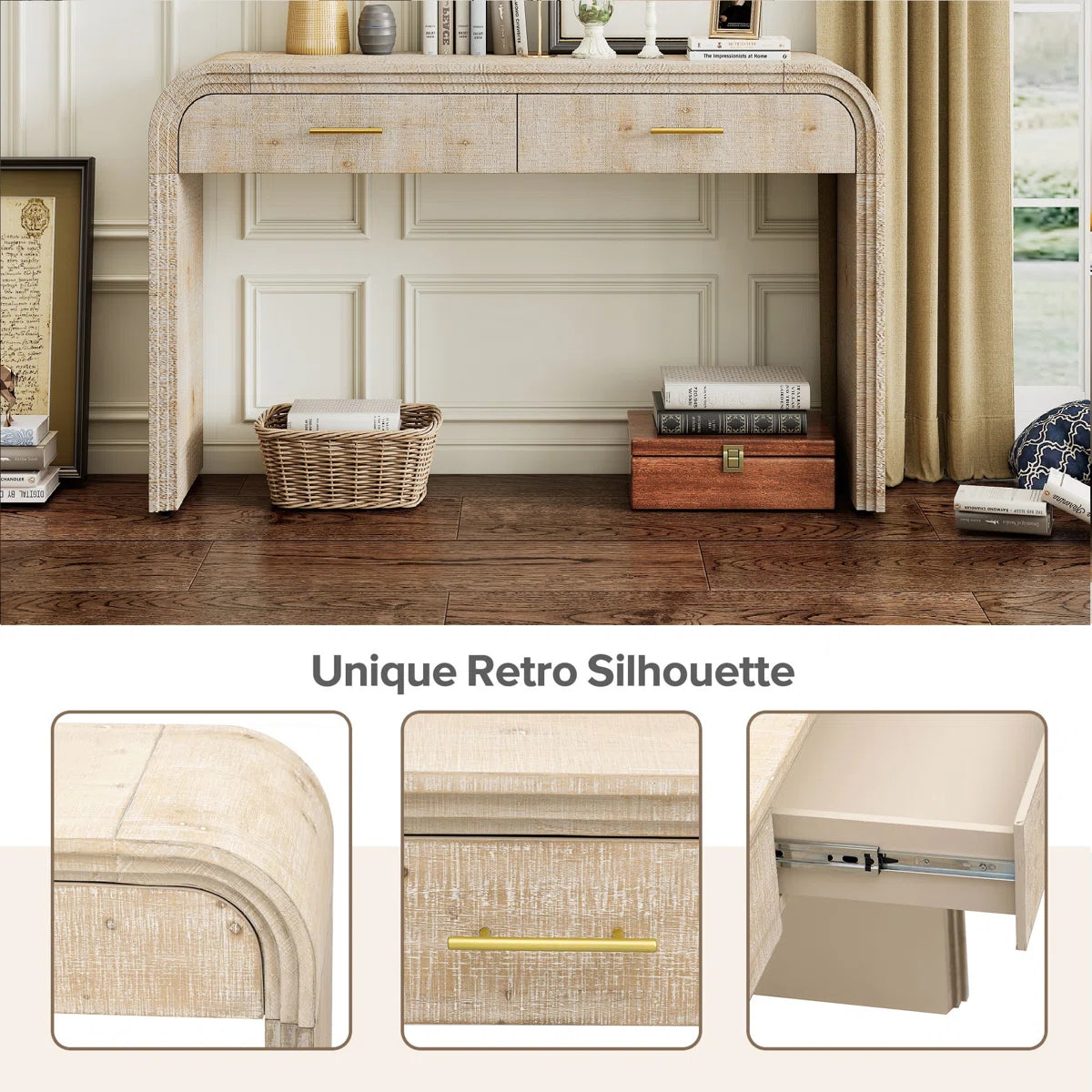 Kynlee Solid Wood Console Table In Natural Wood Finish - Febonic Living