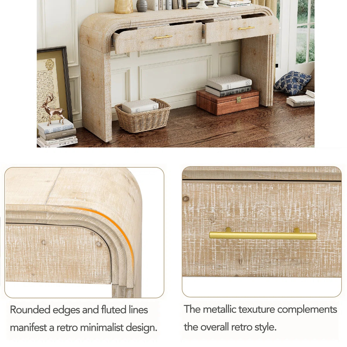 Kynlee Solid Wood Console Table In Natural Wood Finish - Febonic Living