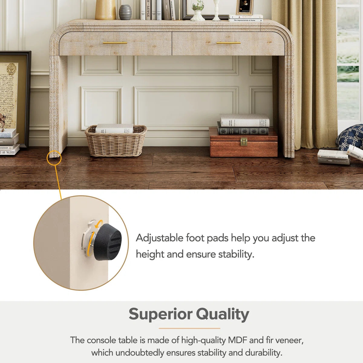 Kynlee Solid Wood Console Table In Natural Wood Finish - Febonic Living
