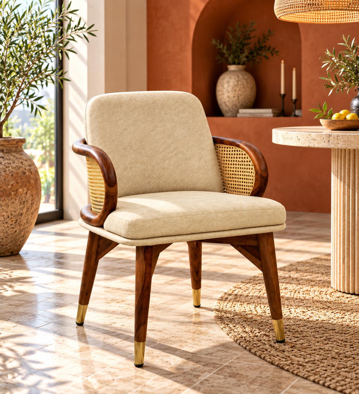Lara Sheesham Wood Chairs In Provincial Teak Finish (Set Of 2)