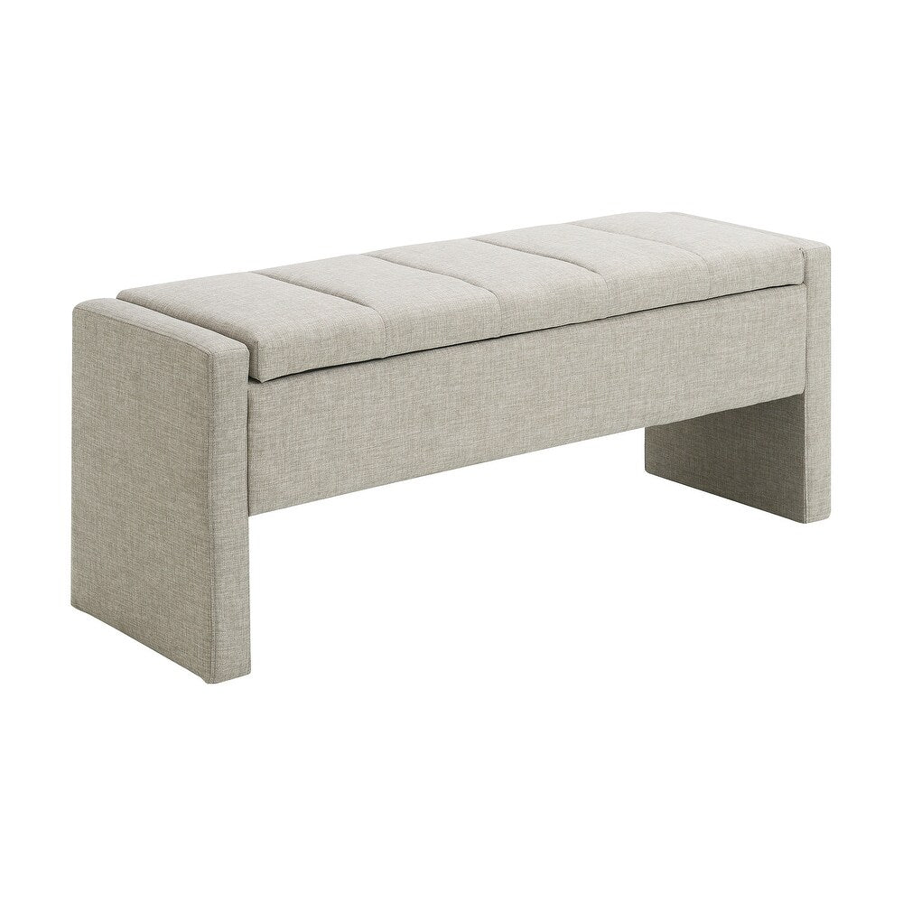 Hobby Fabric Storage Bench In Lit Grey Colour With Storage - Febonic Living