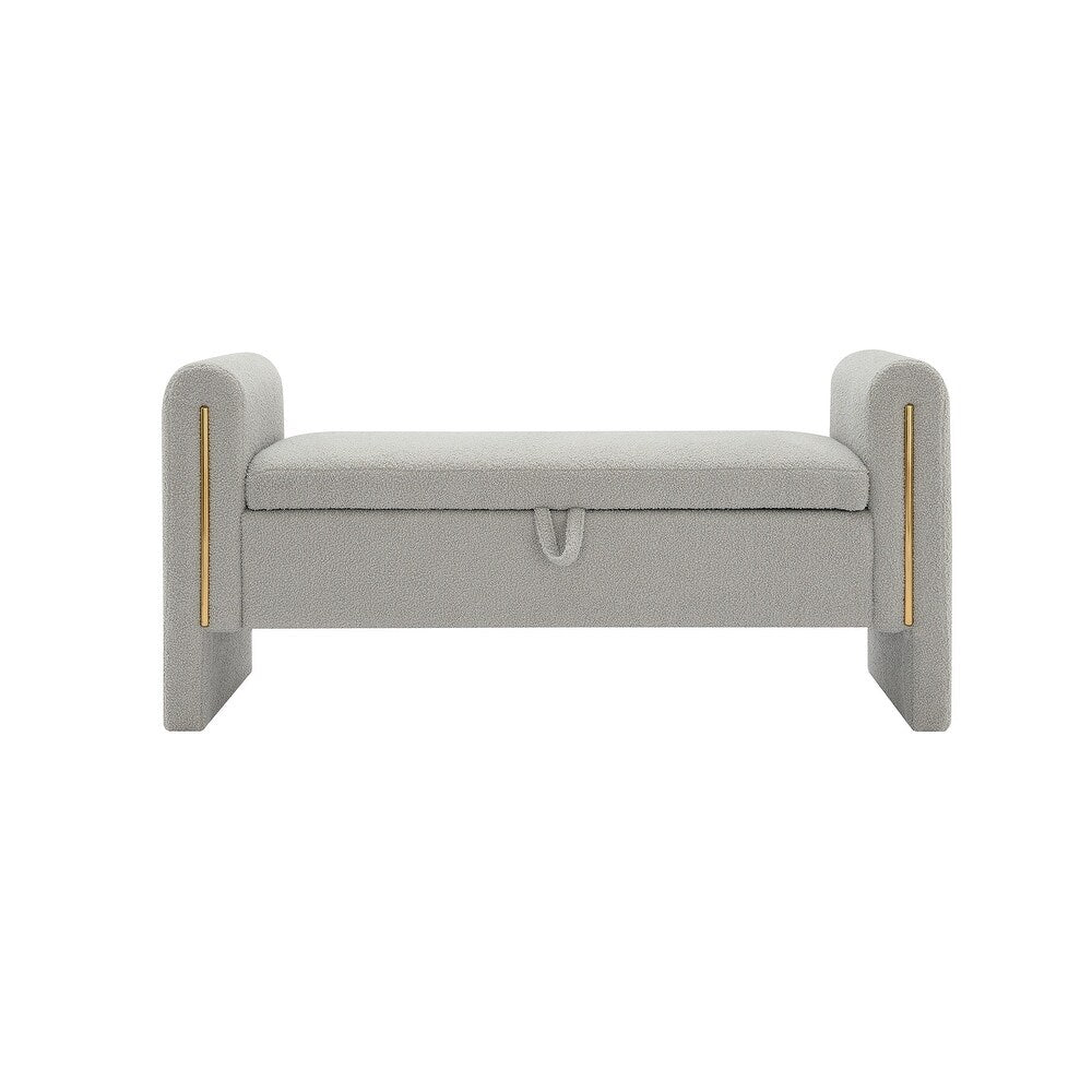 Teddy Boucle 2 Seater Recamier In Fog Grey Colour With Storage - Febonic Living