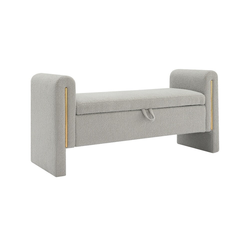 Teddy Boucle 2 Seater Recamier In Fog Grey Colour With Storage - Febonic Living