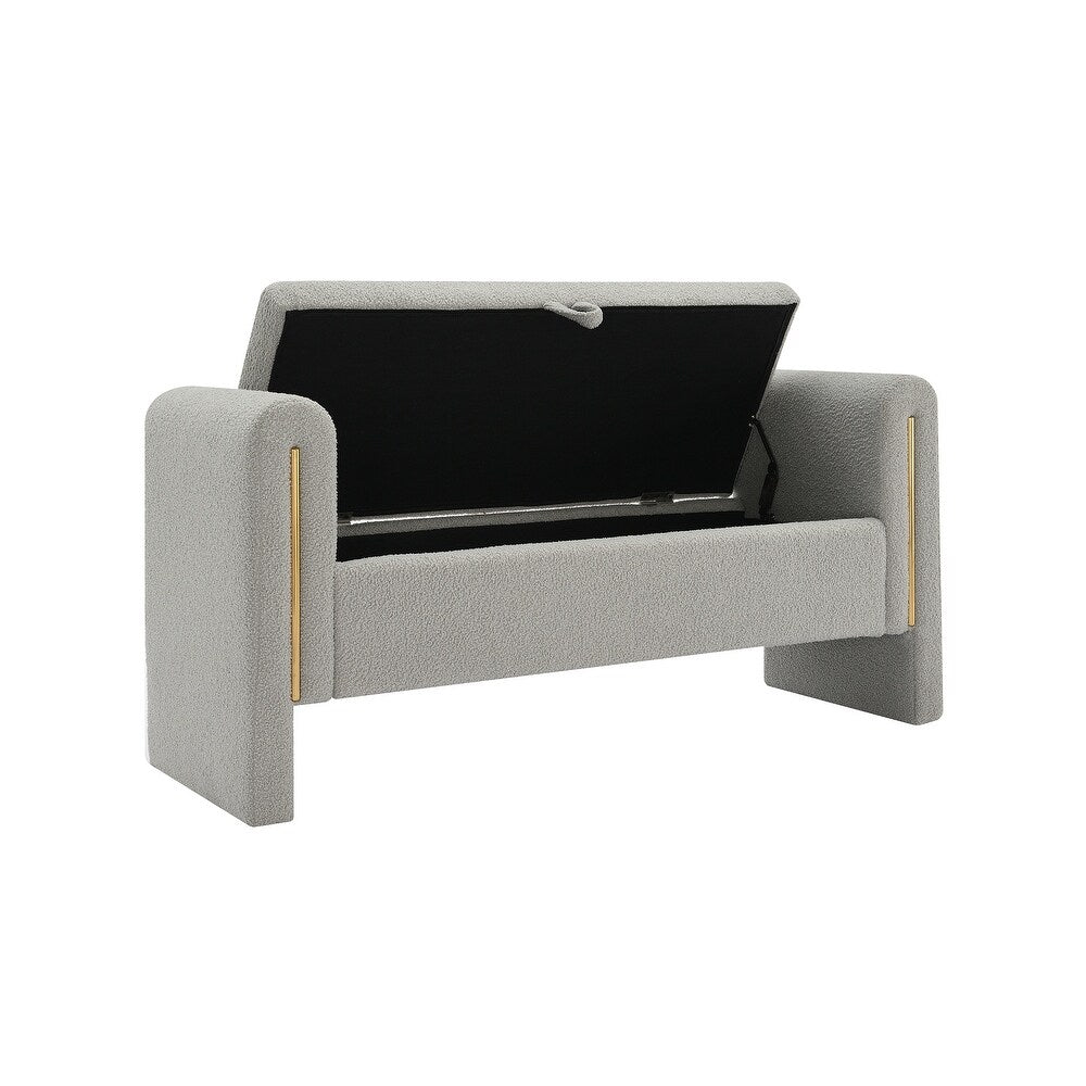 Teddy Boucle 2 Seater Recamier In Fog Grey Colour With Storage - Febonic Living