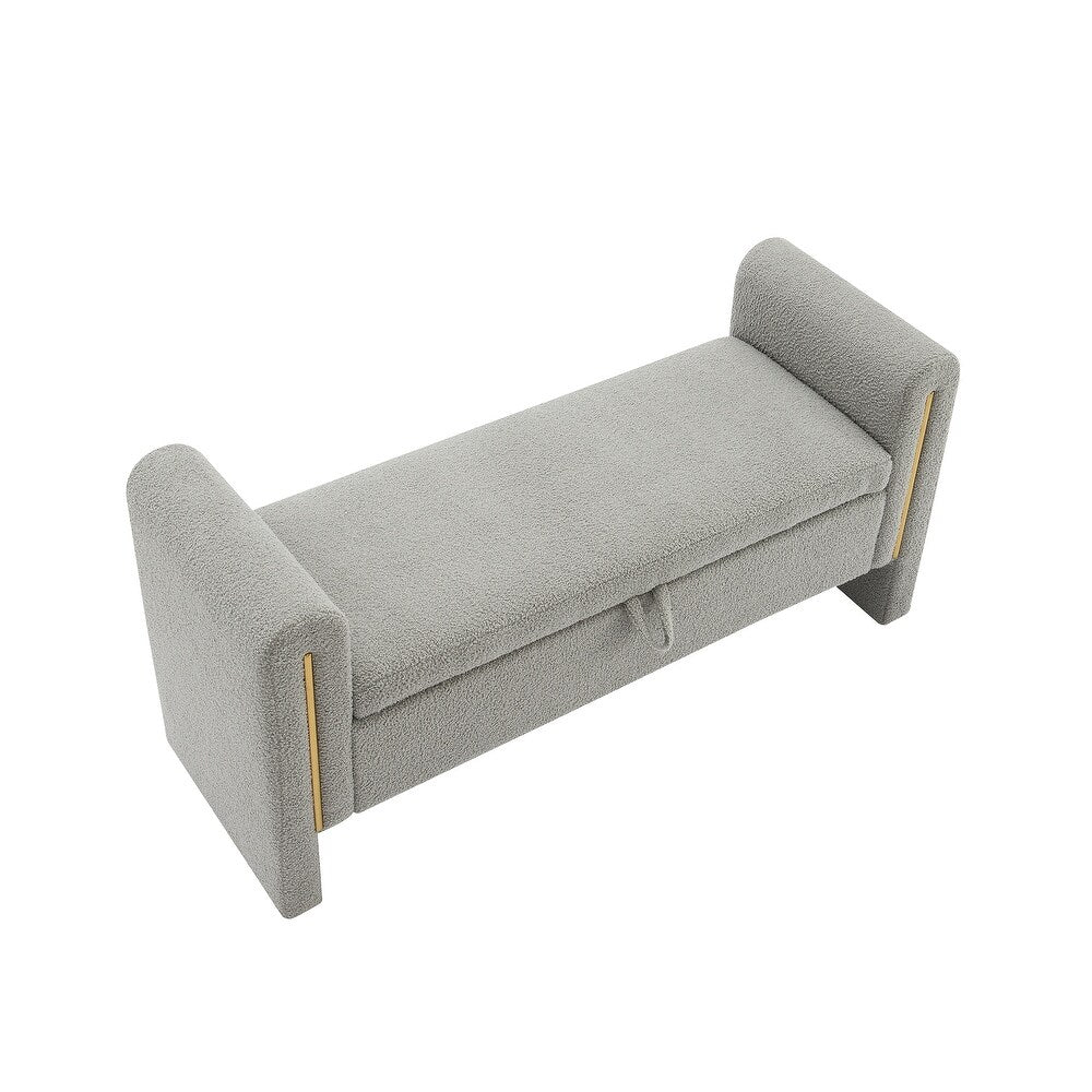 Teddy Boucle 2 Seater Recamier In Fog Grey Colour With Storage - Febonic Living