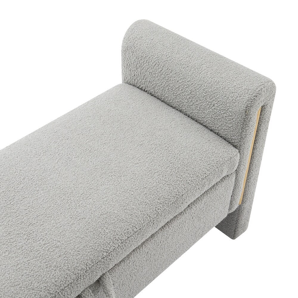 Teddy Boucle 2 Seater Recamier In Fog Grey Colour With Storage - Febonic Living