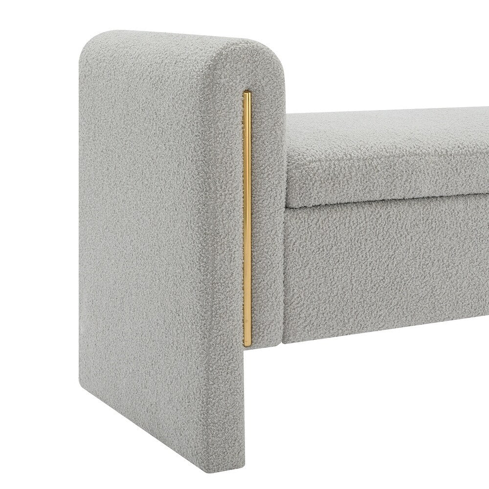 Teddy Boucle 2 Seater Recamier In Fog Grey Colour With Storage - Febonic Living