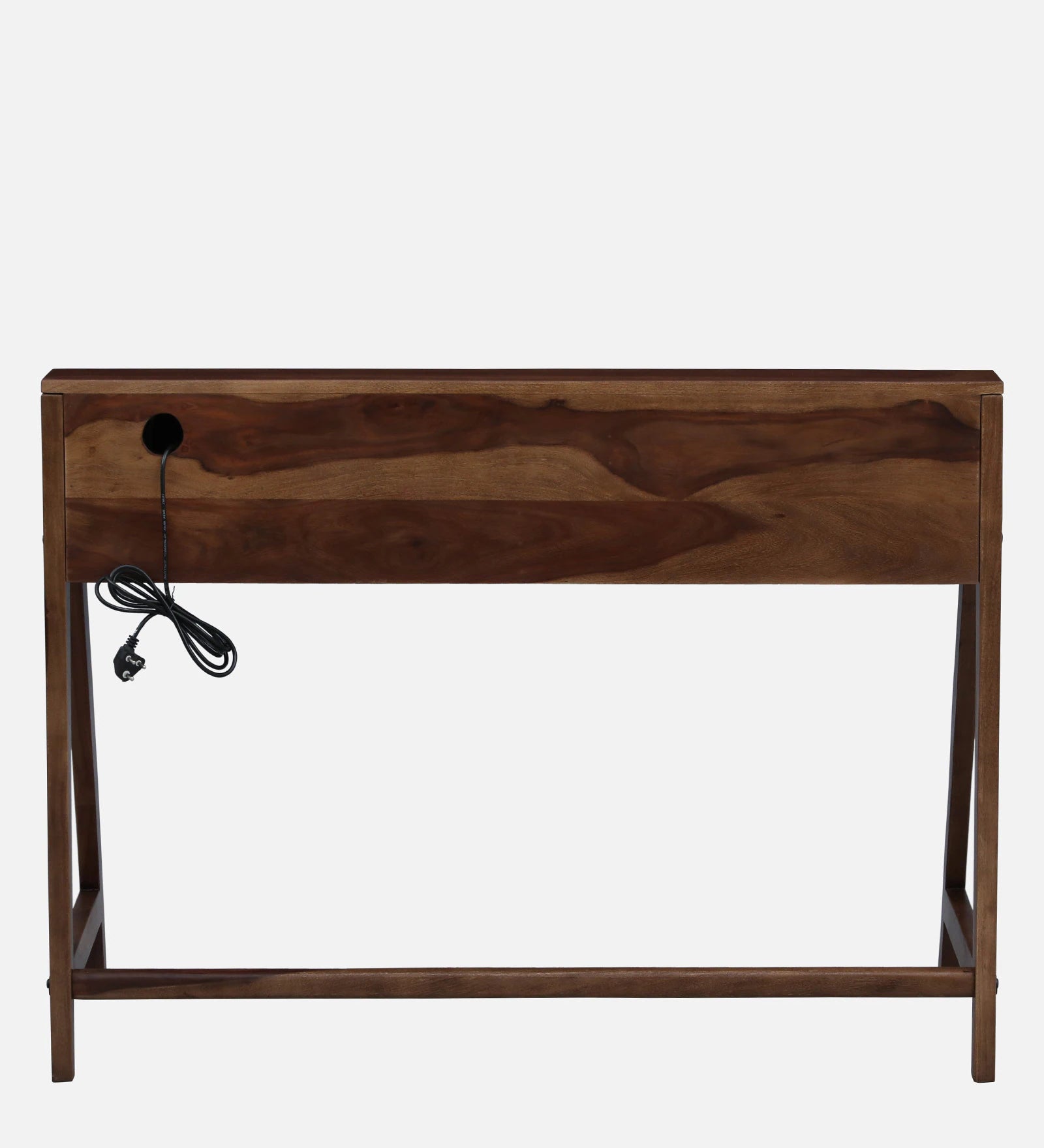 Genoa Sheesham Wood Writing Table with Switch Board In Provincial Teak Finish - Febonic Living
