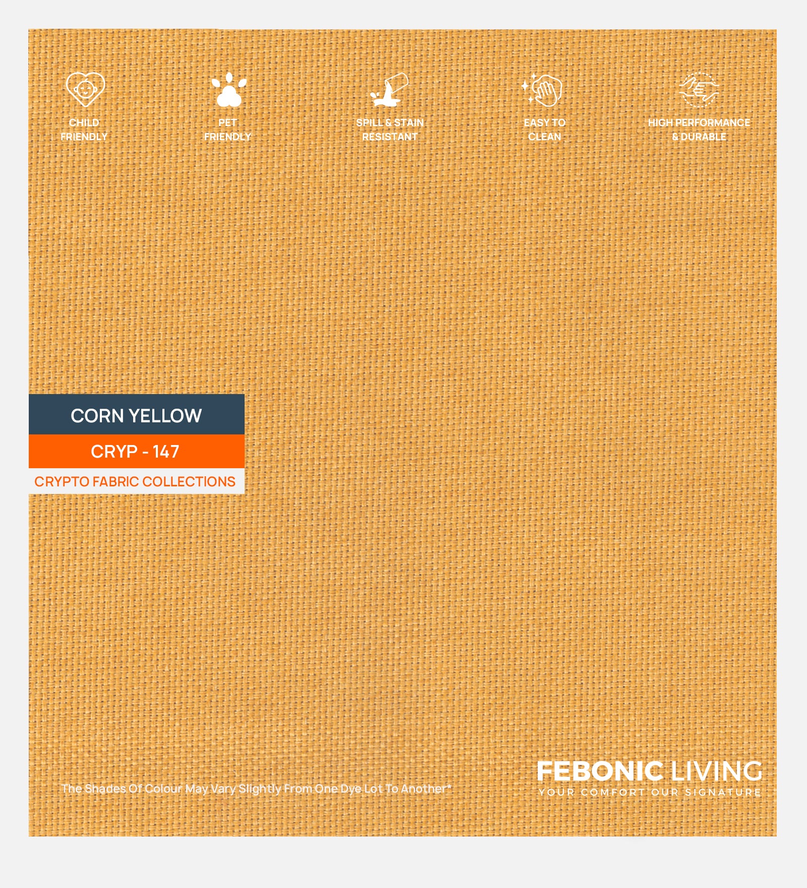 Buy Lenin Crypto Fabric Corn Yellow 147 Code Yellow | Febonic Living