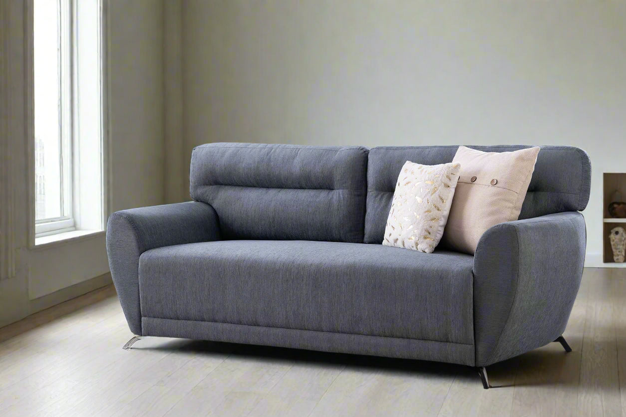 Lever Fabric 3 Seater Sofa In Charcoal Grey Colour