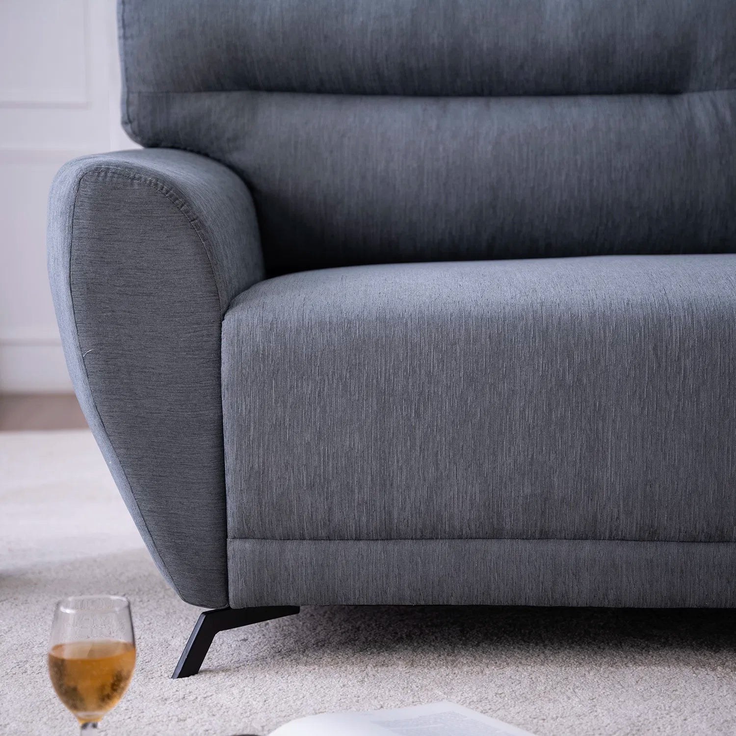 Lever Fabric 3 Seater Sofa In Charcoal Grey Colour