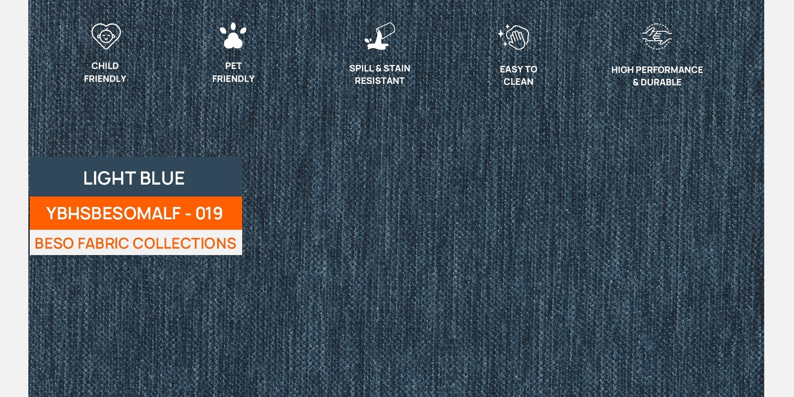 Noha Fabric 3 Seater Sofa In Light Blue Colour - Febonic Living