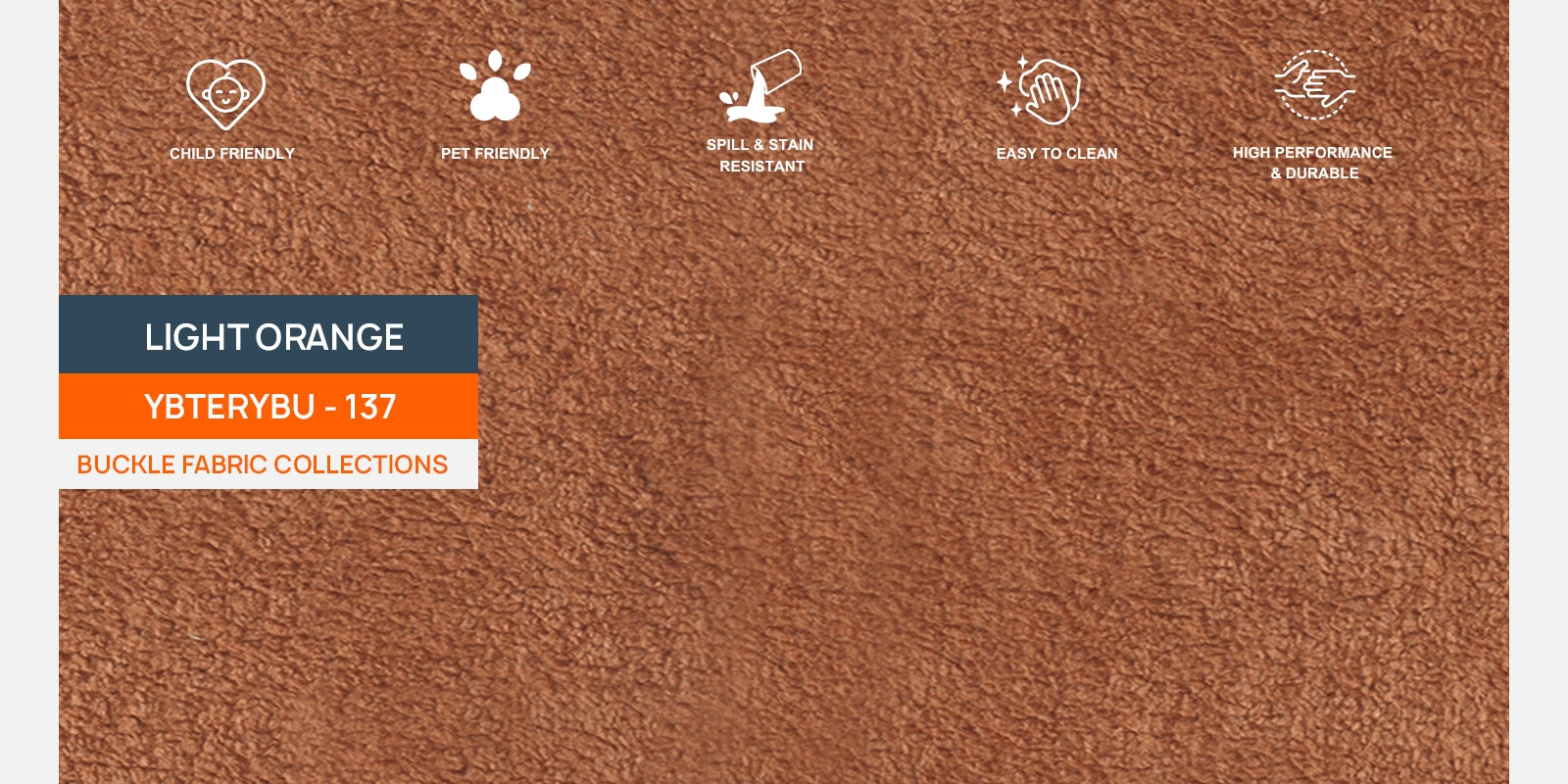 Corny Boucle Fabric 3 Seater Sofa In Light Orange Colour - Febonic Living