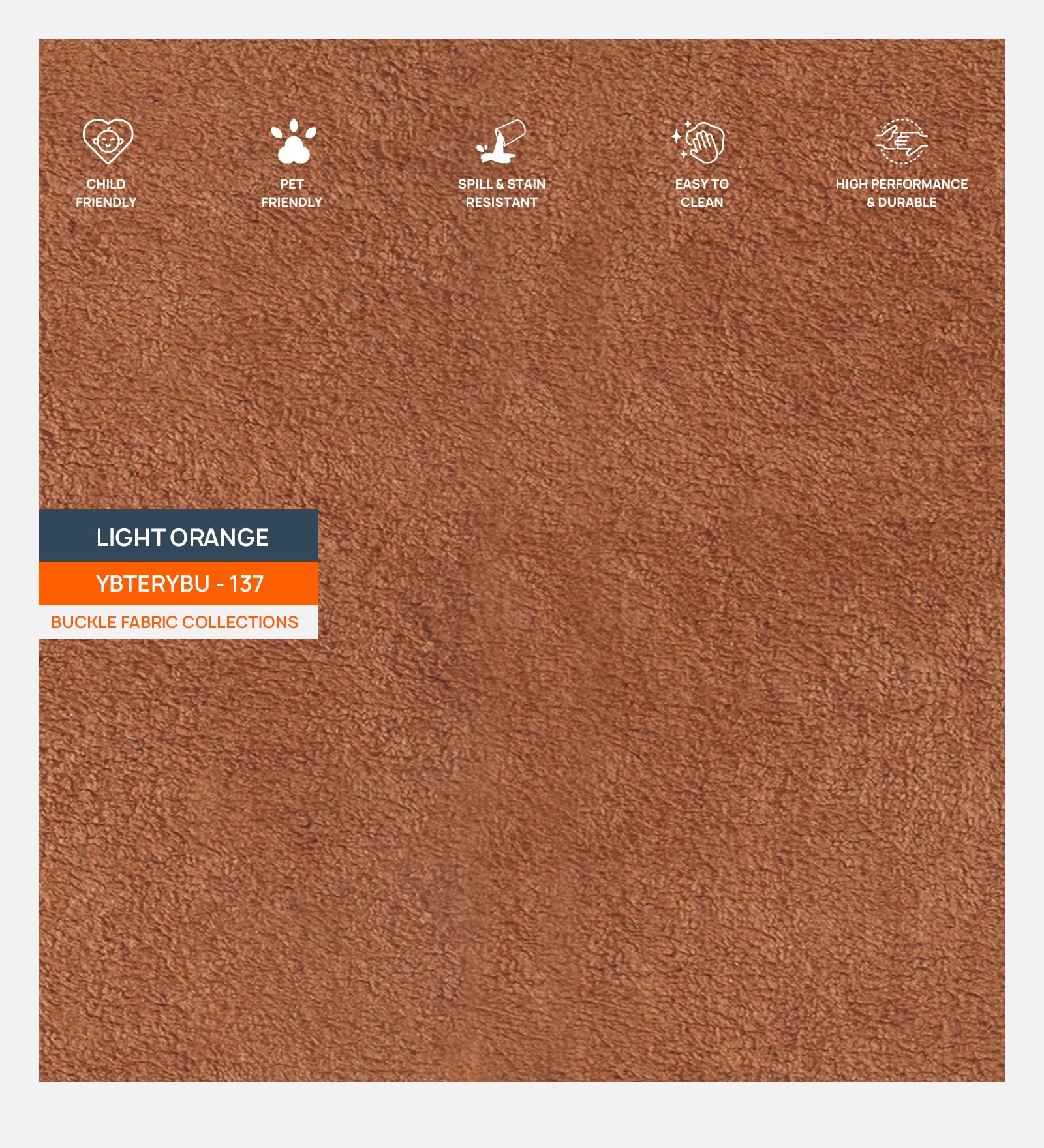 Zoro Boucle Fabric King Size Bed in Light Orange Colour - Febonic Living