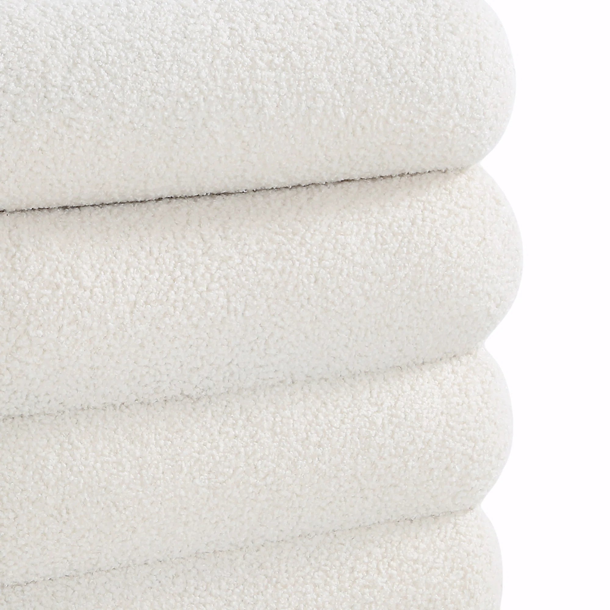 Lina Boucle Fabric Ottoman in Bright White Colour With Storage