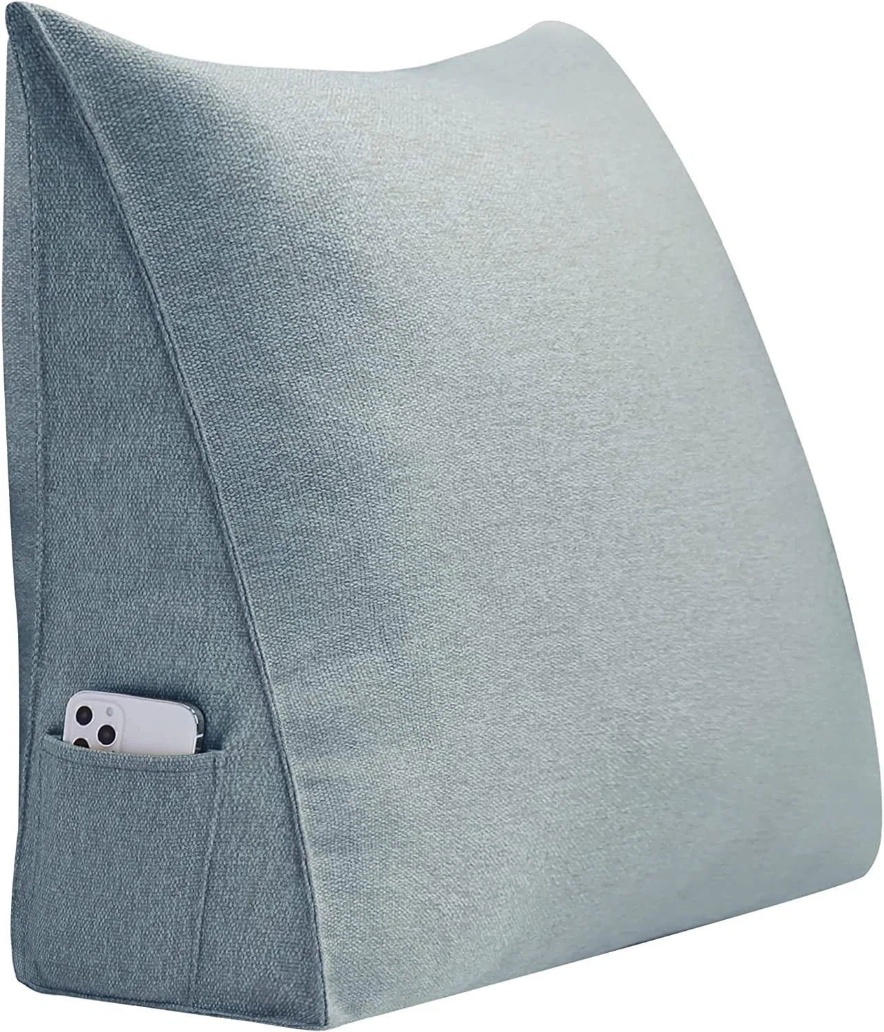 Light Fabric Back Support Wegde Pillows in Light Blue Colour - Febonic Living