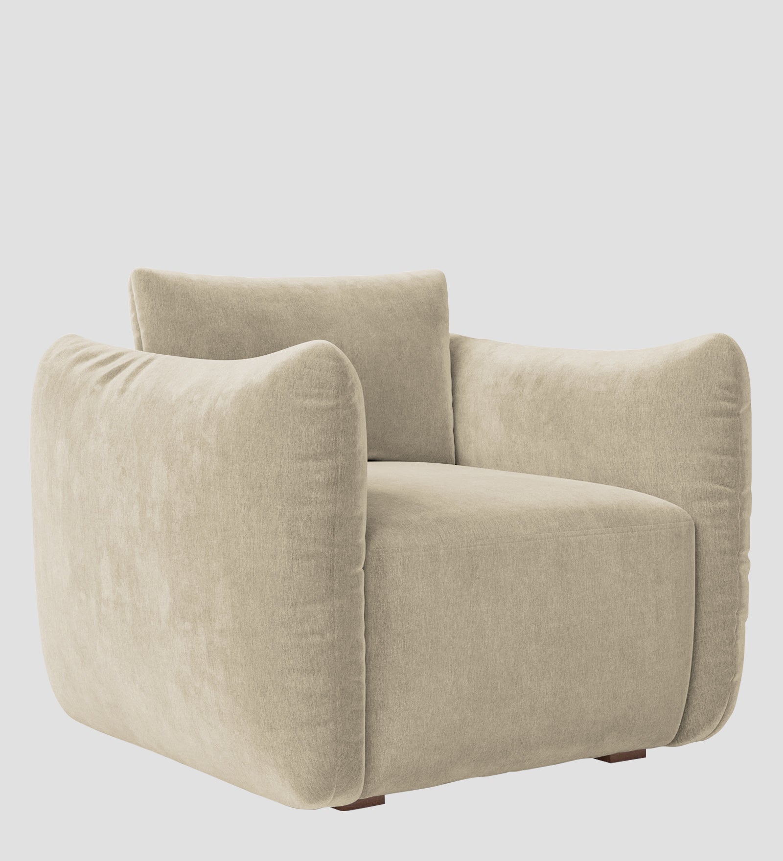Lisa Fabric 1 Seater Sofa In Cotton Beigen Colour