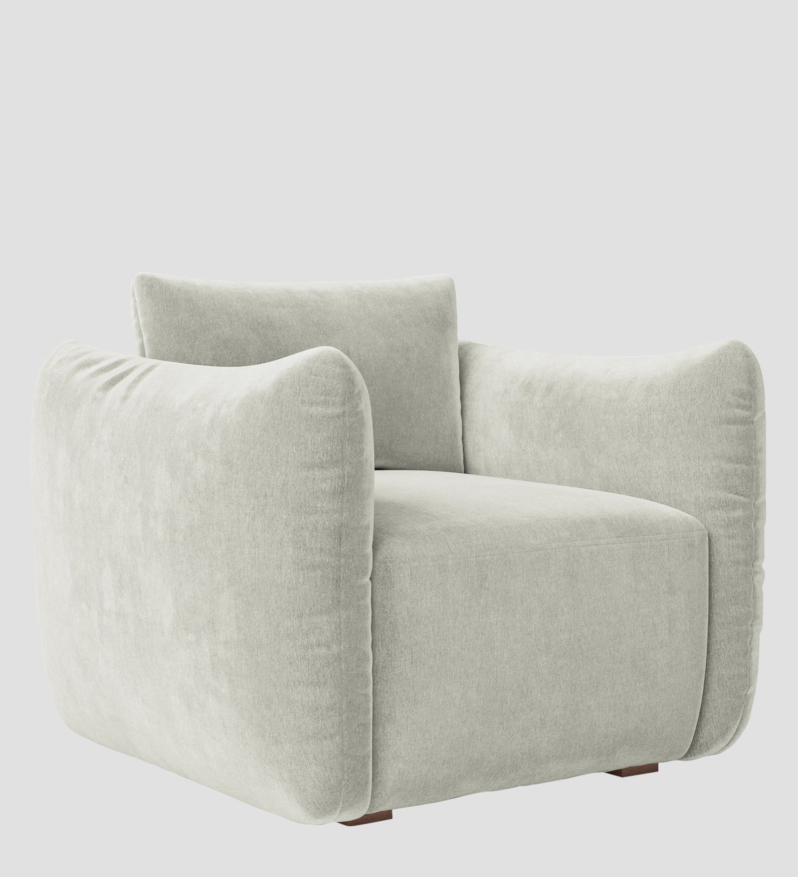 Lisa Fabric 1 Seater Sofa In Pearl White Colour
