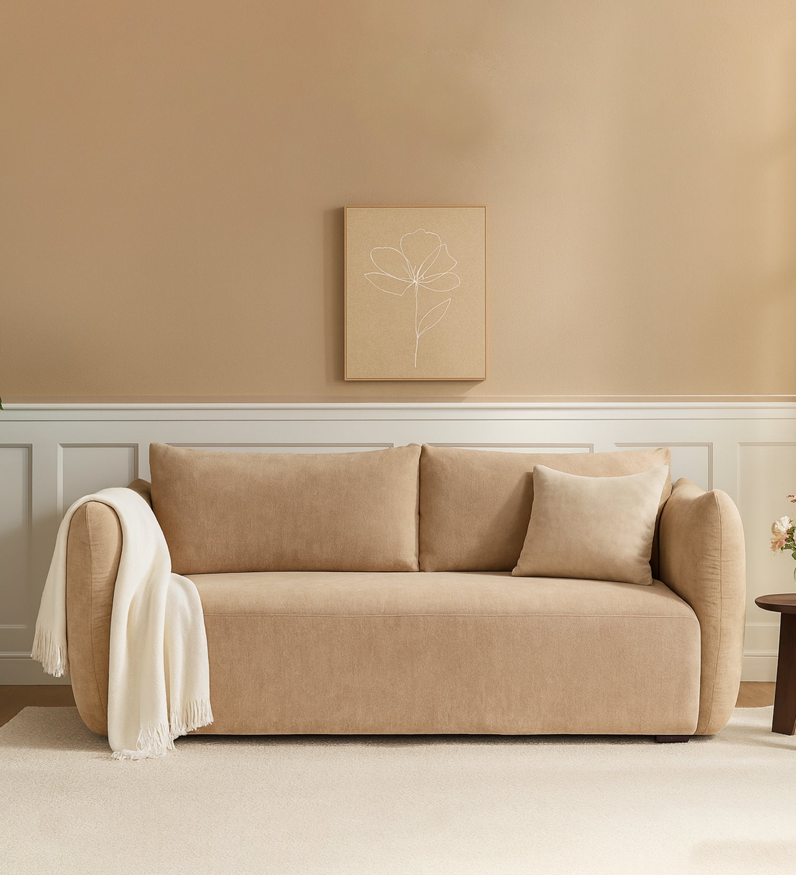 Lisa Fabric 2 Seater Sofa In Copper Brown Colour