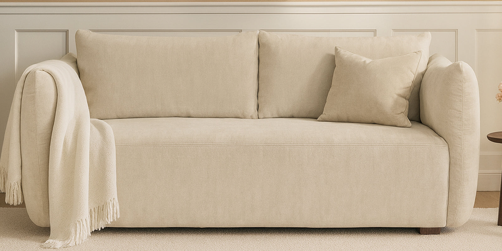 Lisa Fabric 2 Seater Sofa In Cotton Beigen Colour