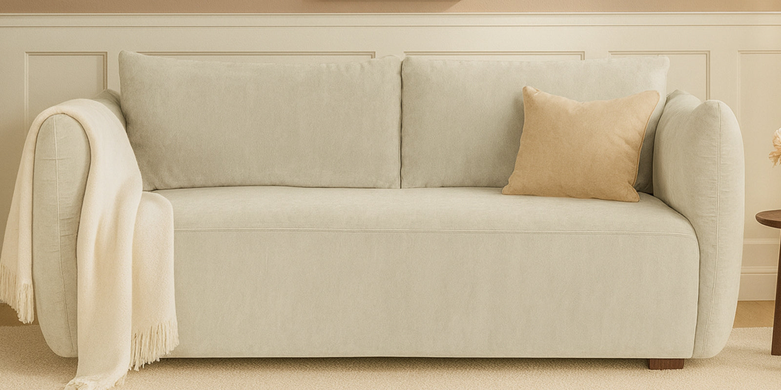 Lisa Fabric 2 Seater Sofa In Pearl White Colour