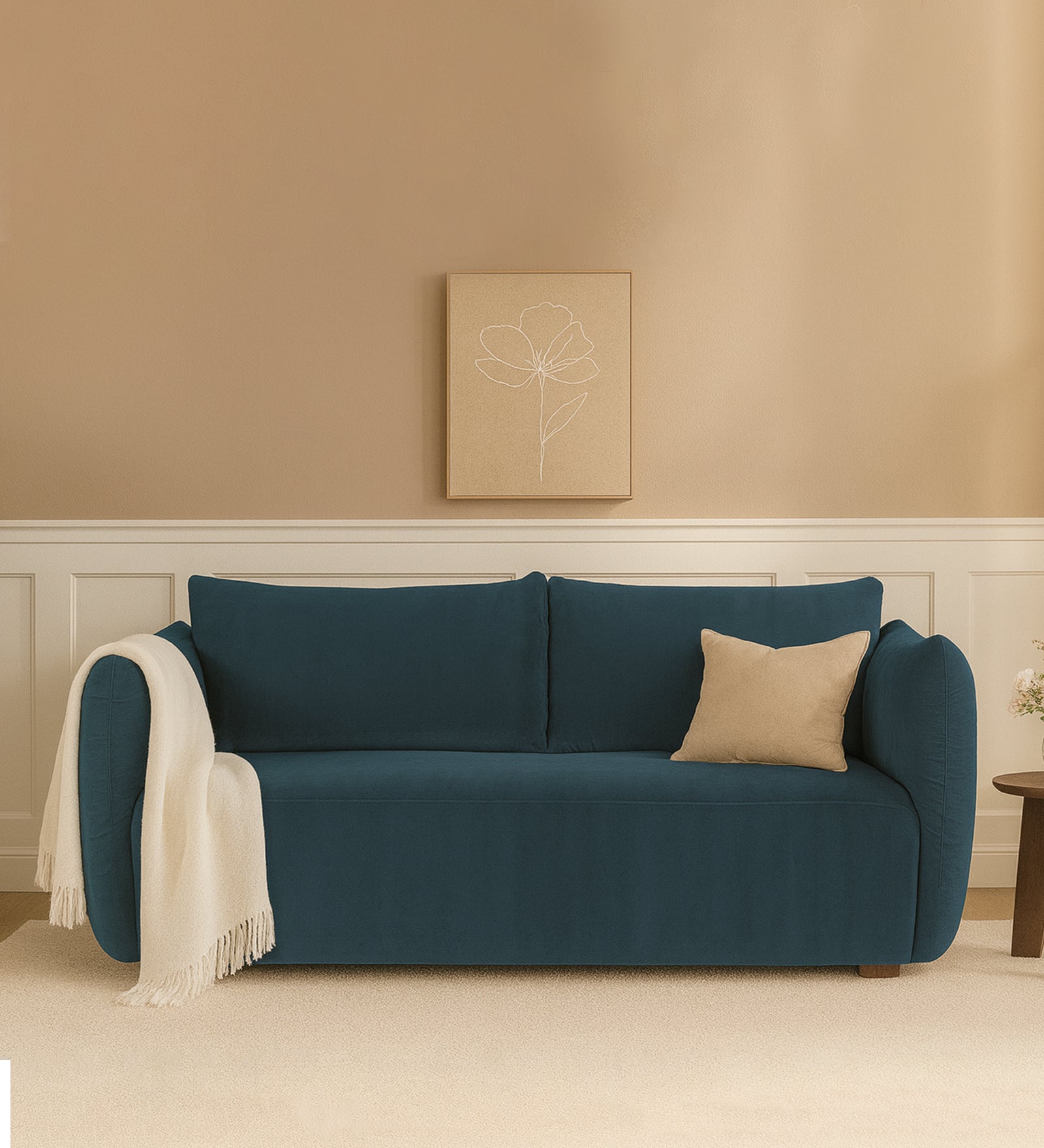 Lisa Fabric 2 Seater Sofa In Sea Blue Colour